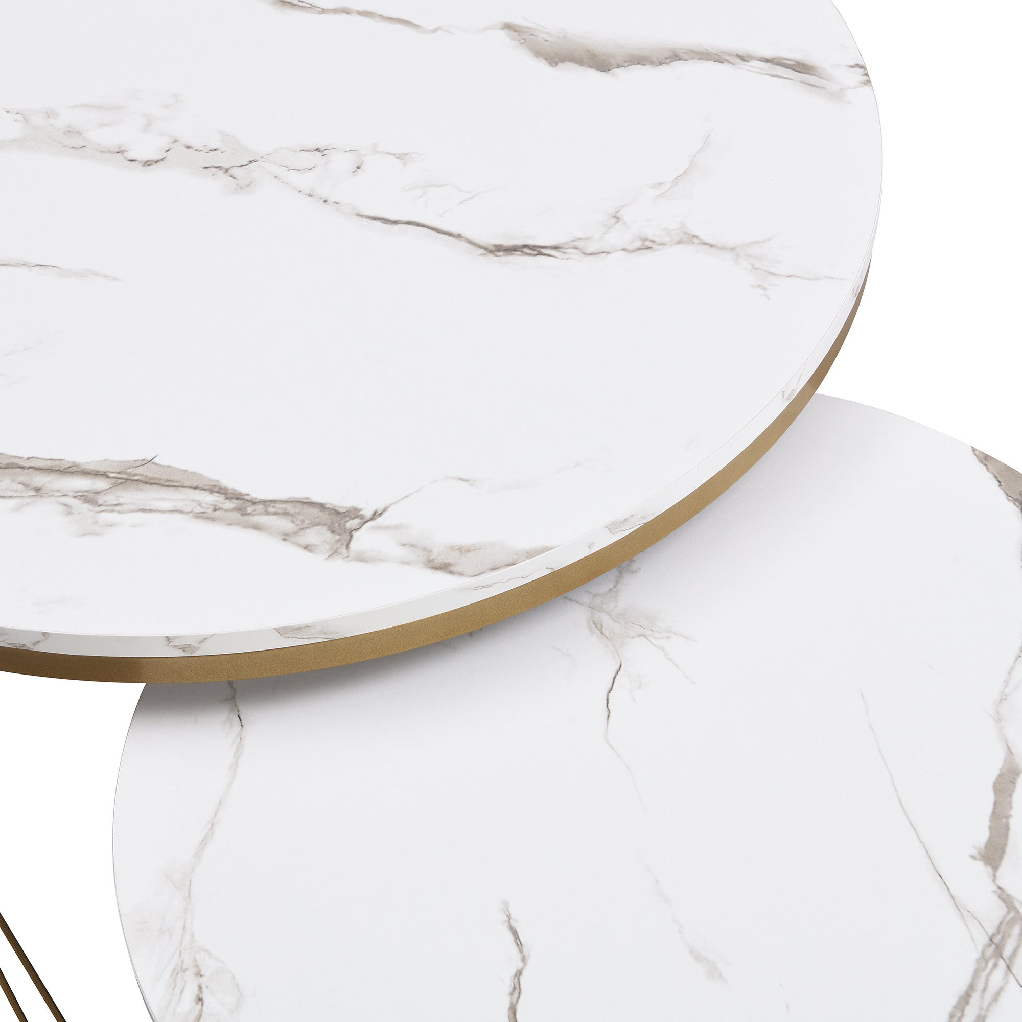 Logidon elegante modulaire salontafelset marmerlook witgoud decor set van 2