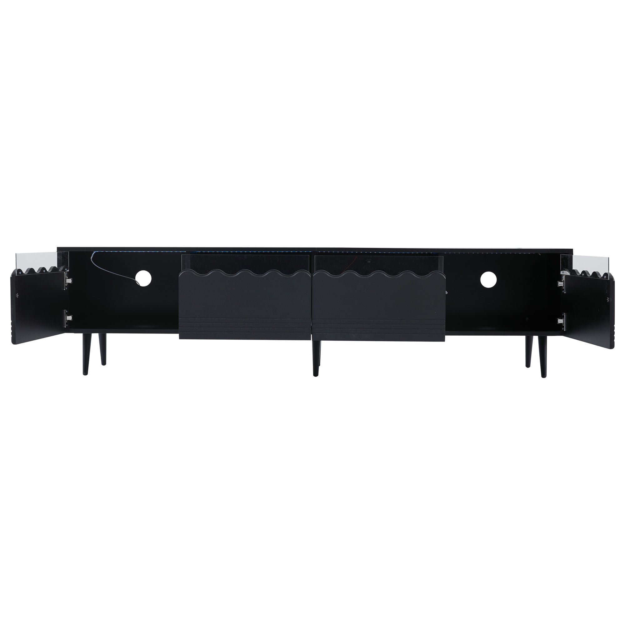 Logidon 176x38x45 cm zwart TV-lowboard met LED-verlichting