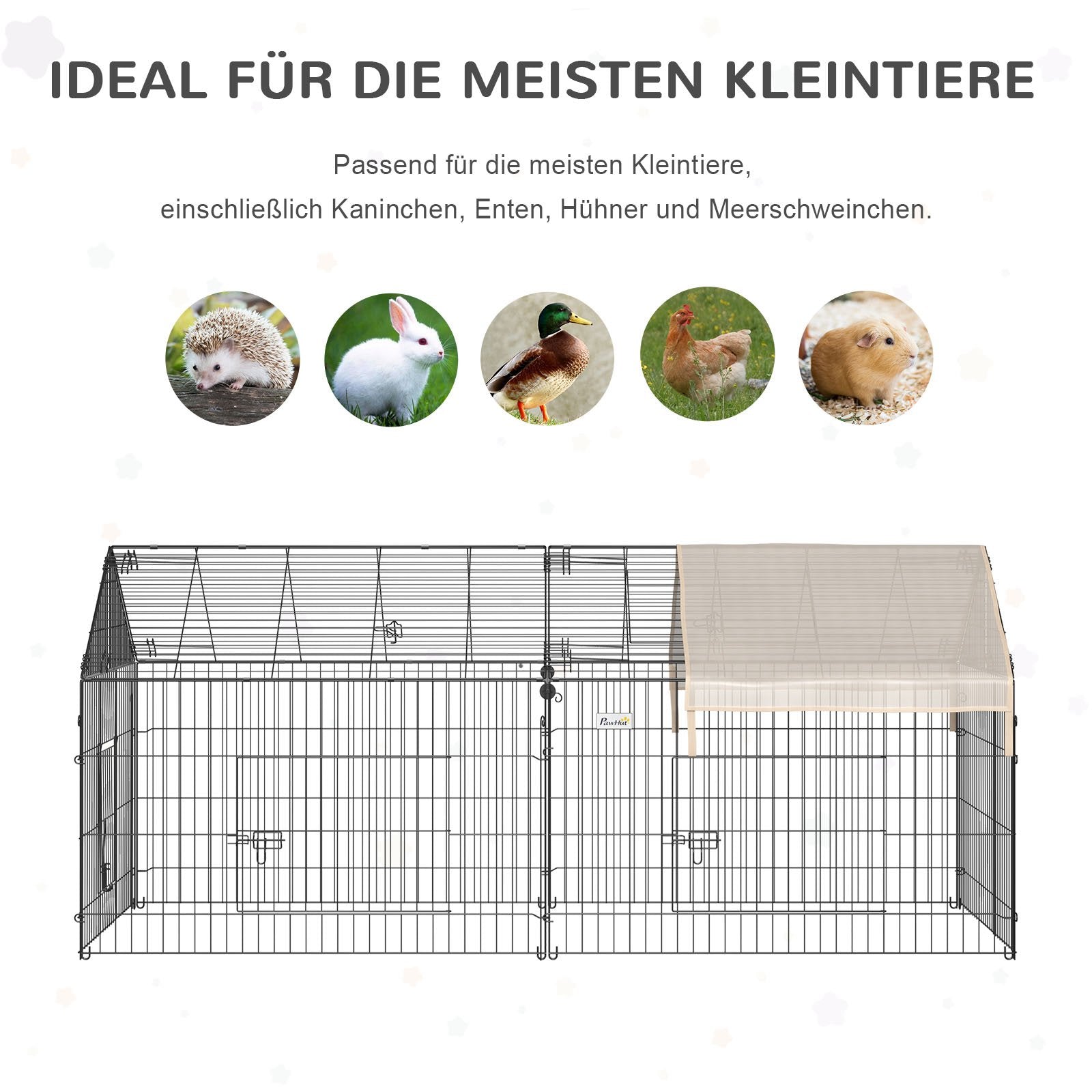 Logidon buitenverblijf met zonwering voor kleine dieren 220x103x103 cm
