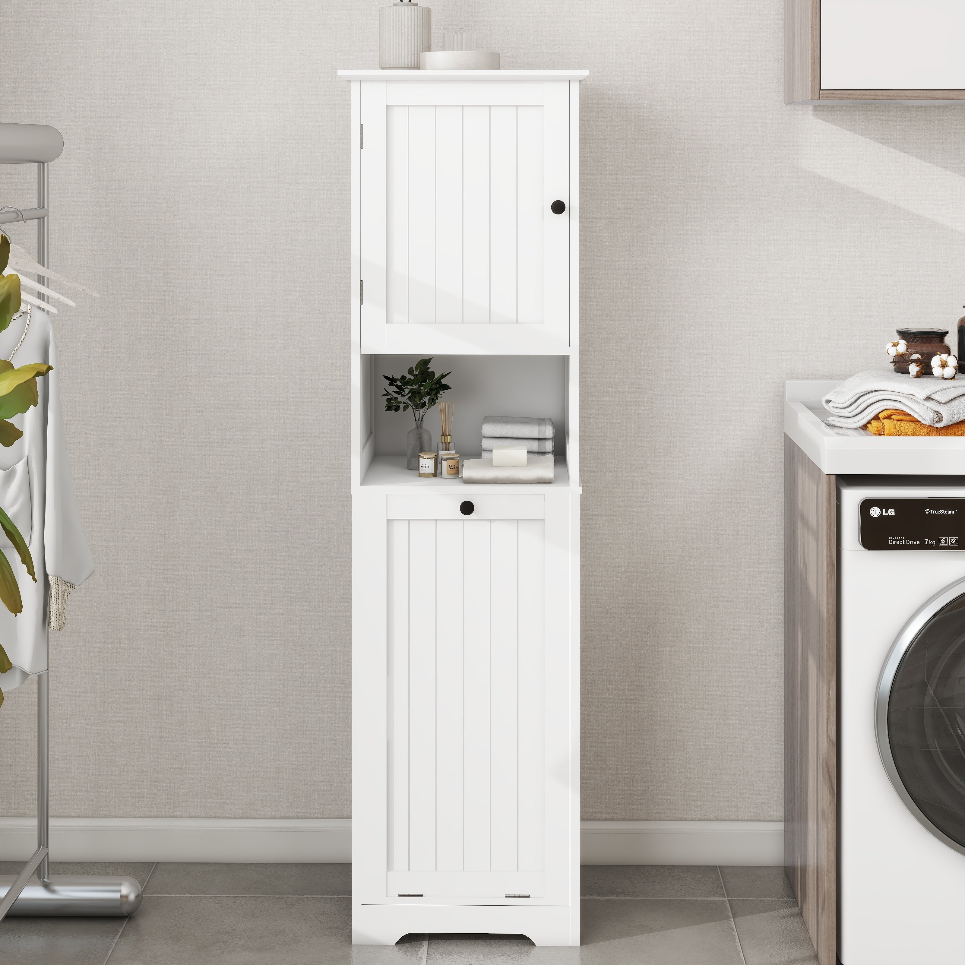 Logidon Witte wassorteerkast 140 cm kanteldeur met planken