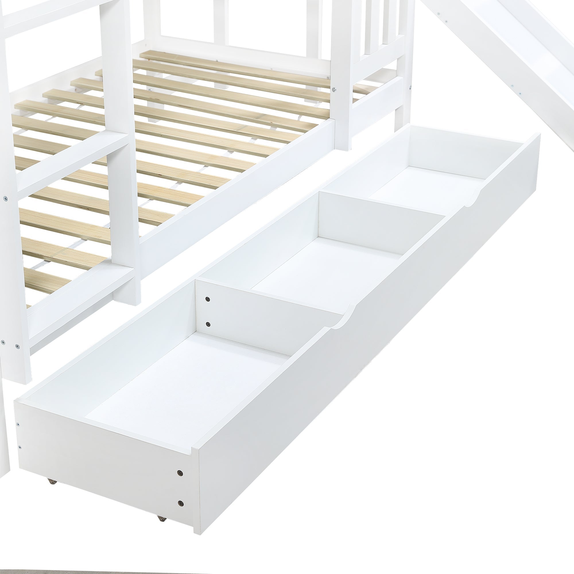 Logidon stapelbed met glijbaan en grote lade 90x200 wit