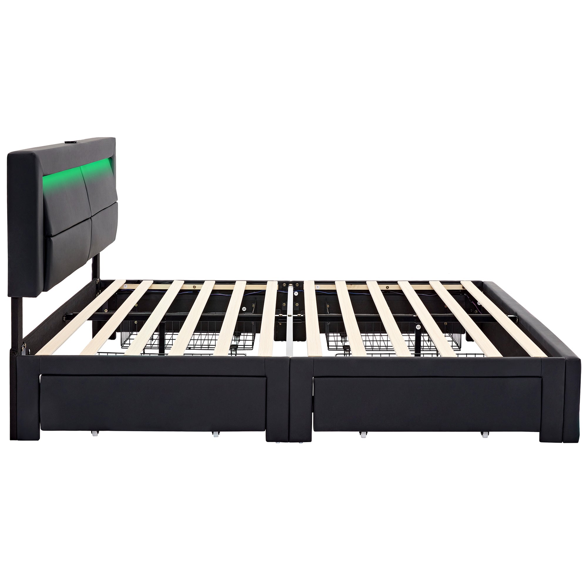 Logidon gestoffeerd bed 140x200 met USB-oplaadpoort en LED-verlichting