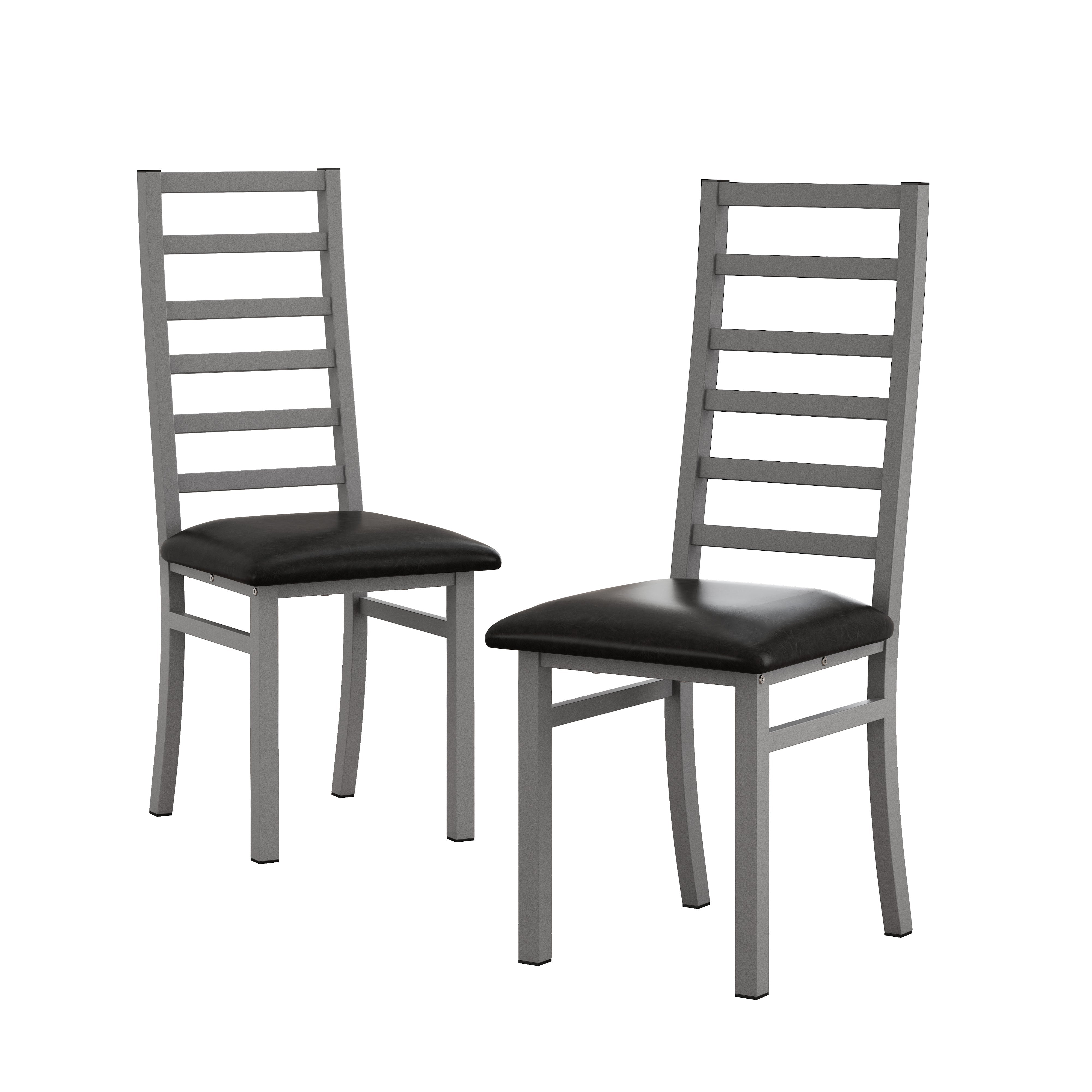 Logidon eettafelstoelen set van 2 grijs kunstleer metalen poten met hoge rugleuning