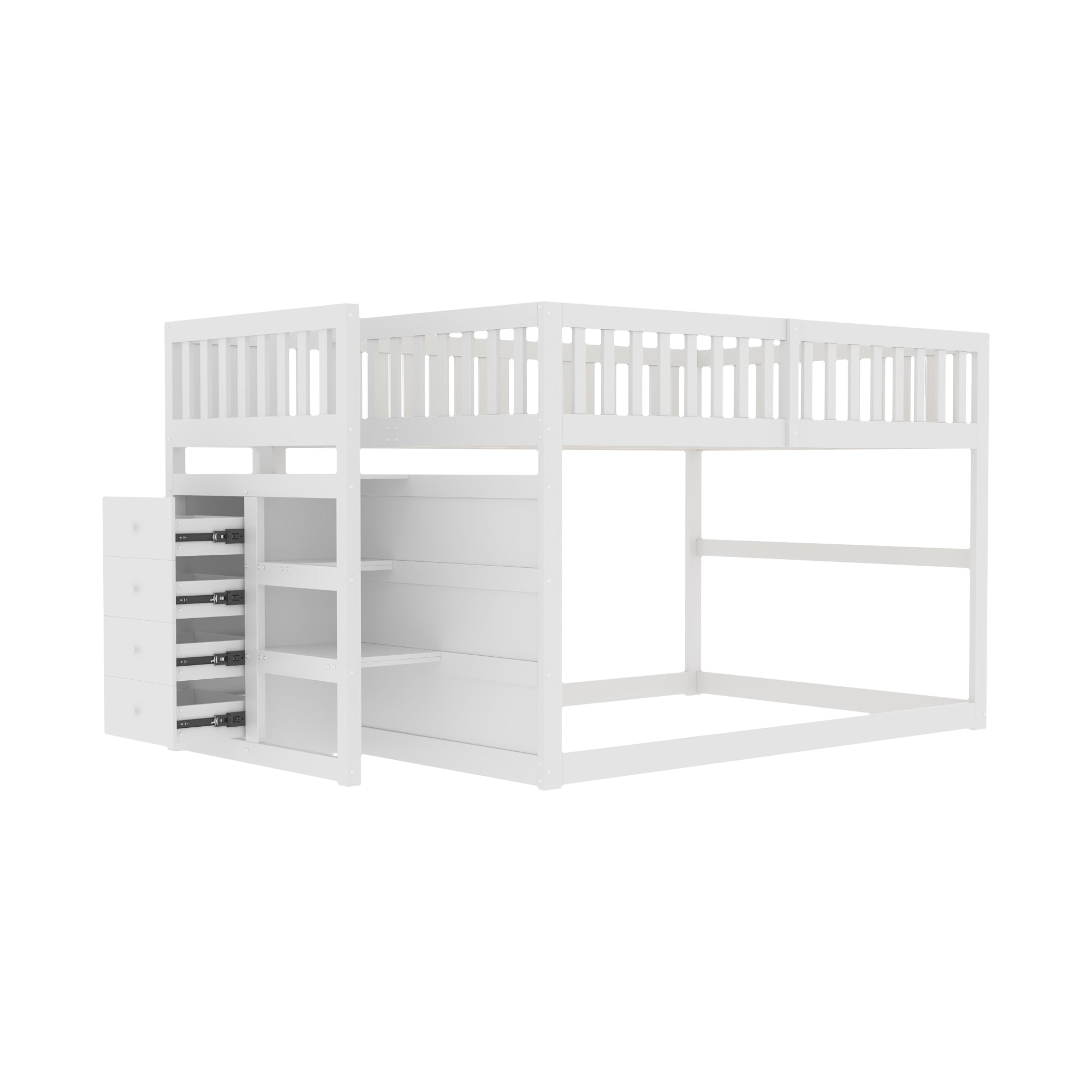 Logidon laag stapelbed 140 x 200 cm wit veiligheidsopbergvak
