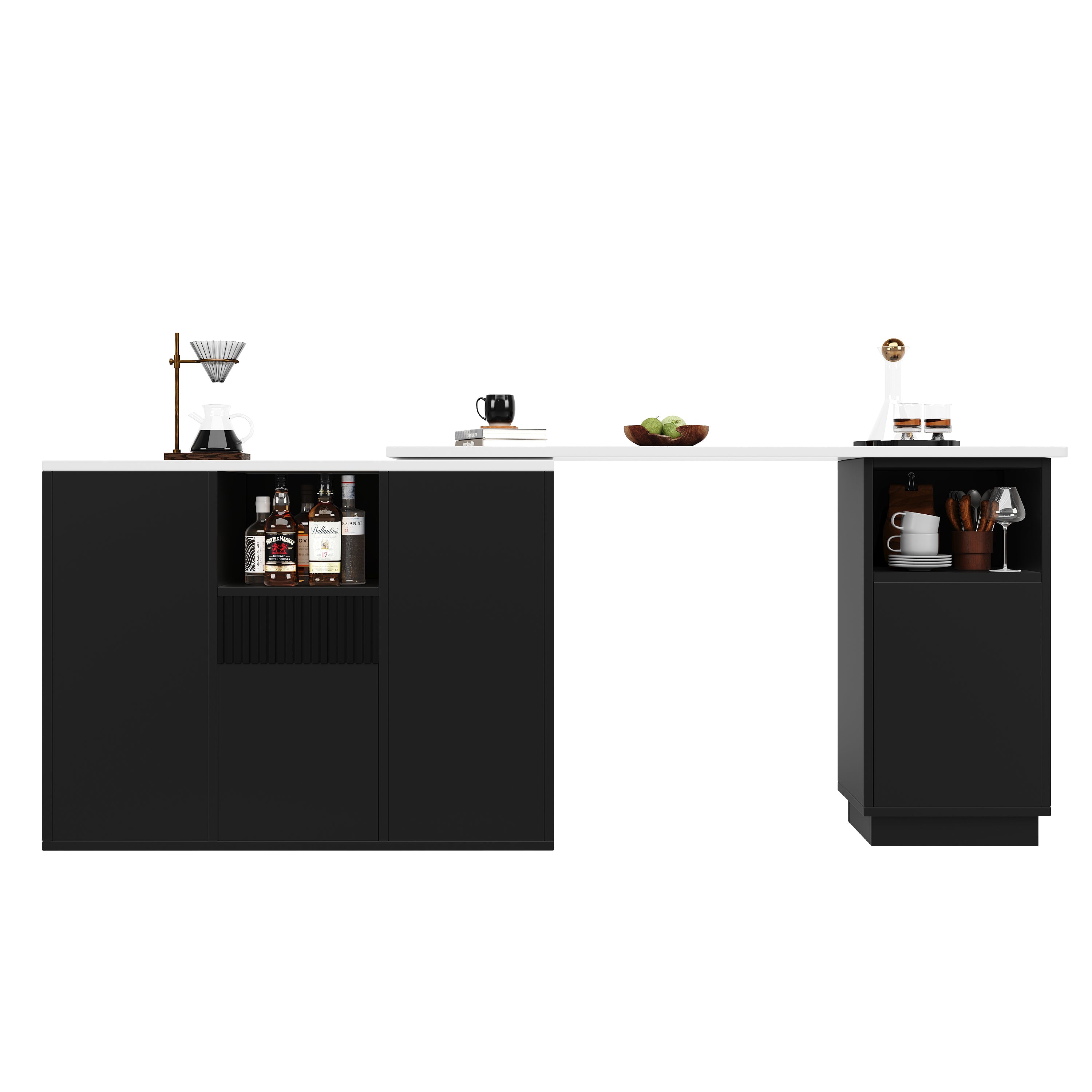 Logidon Draaibare Bartafel 360 Graden Zwart 210 x 30 x 100,9 cm
