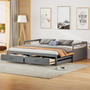 Logidon Extendable Sofa Bed 90/180x200 cm Gray With Drawers
