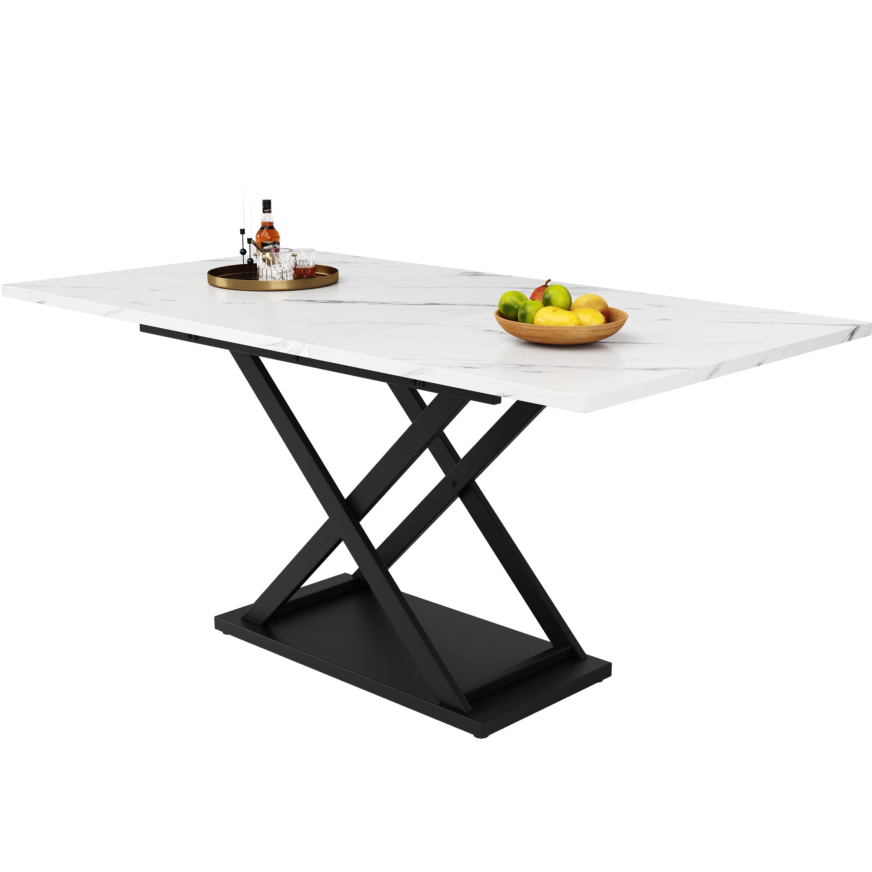 Logidon uitschuifbare eettafel 120-160 x 80 cm wit marmerlook