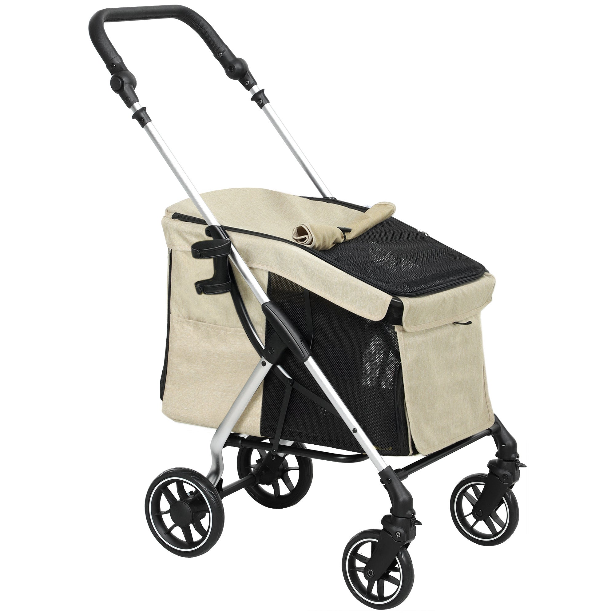 Logidon Hondenkar Lichtgewicht Aluminium Buggy Kaki Tot 10 kg