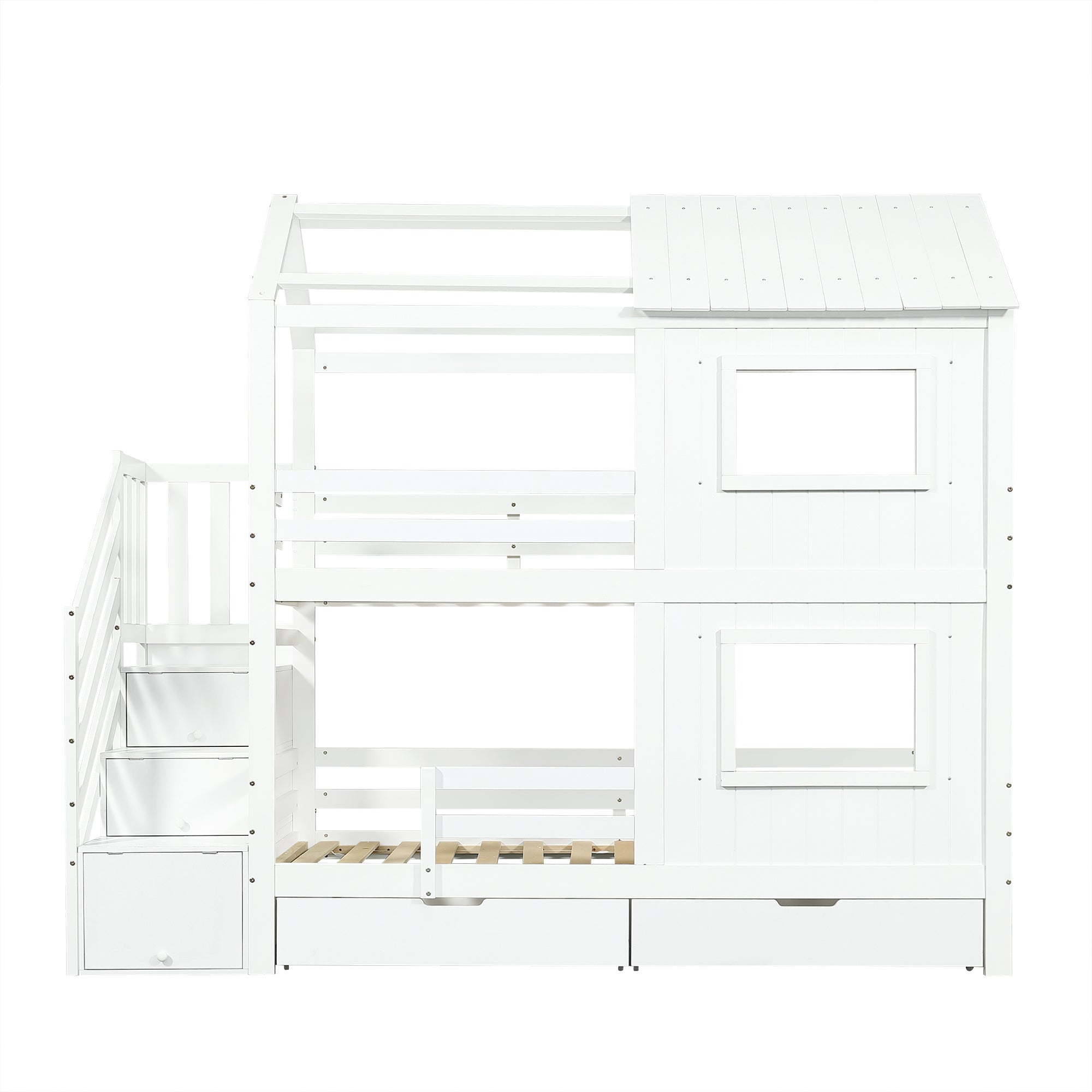 Logidon stapelbed kinderbed 90x200 wit met trapkast
