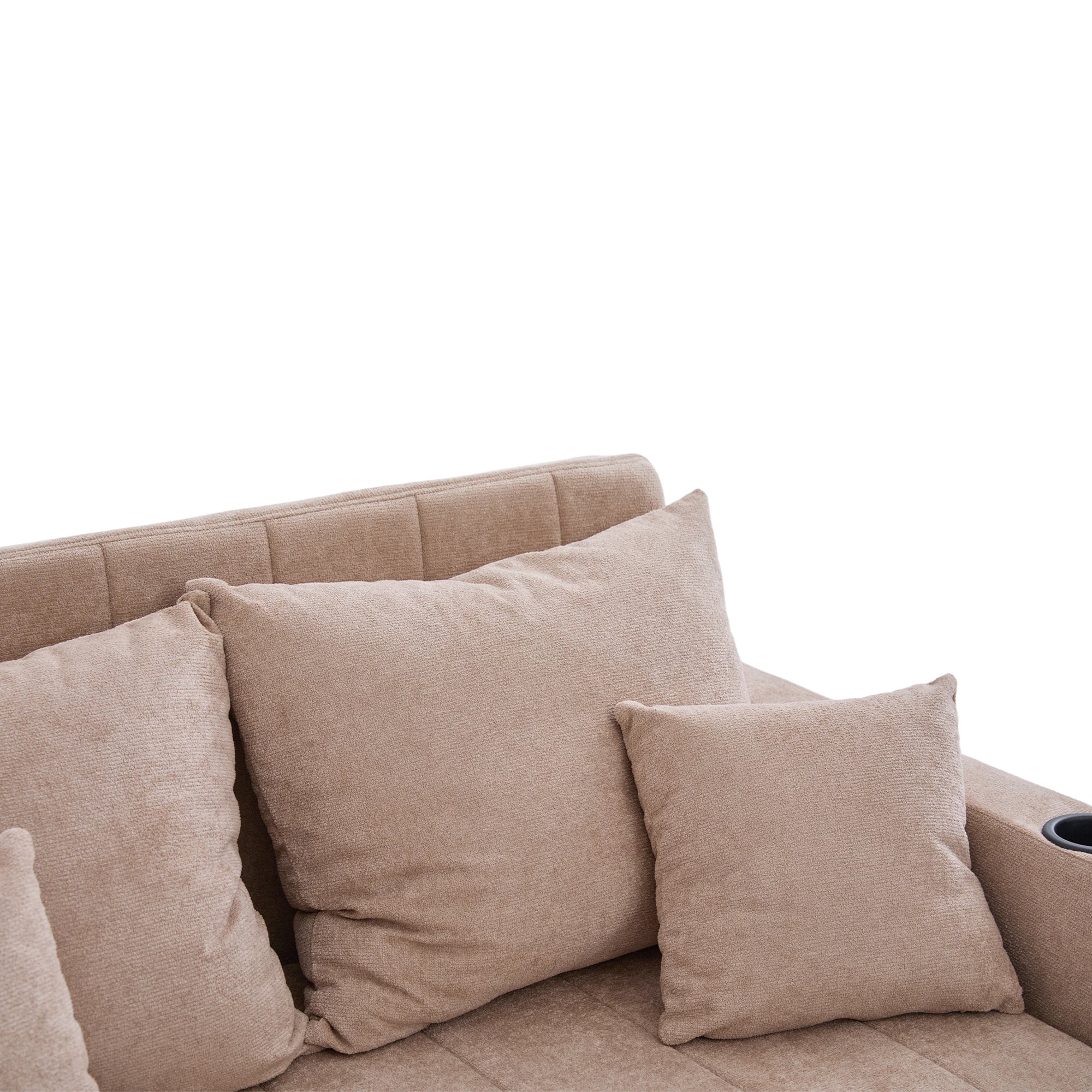 Logidon multifunctionele stoffen bank Khaki Velvet met USB-oplaadfunctie