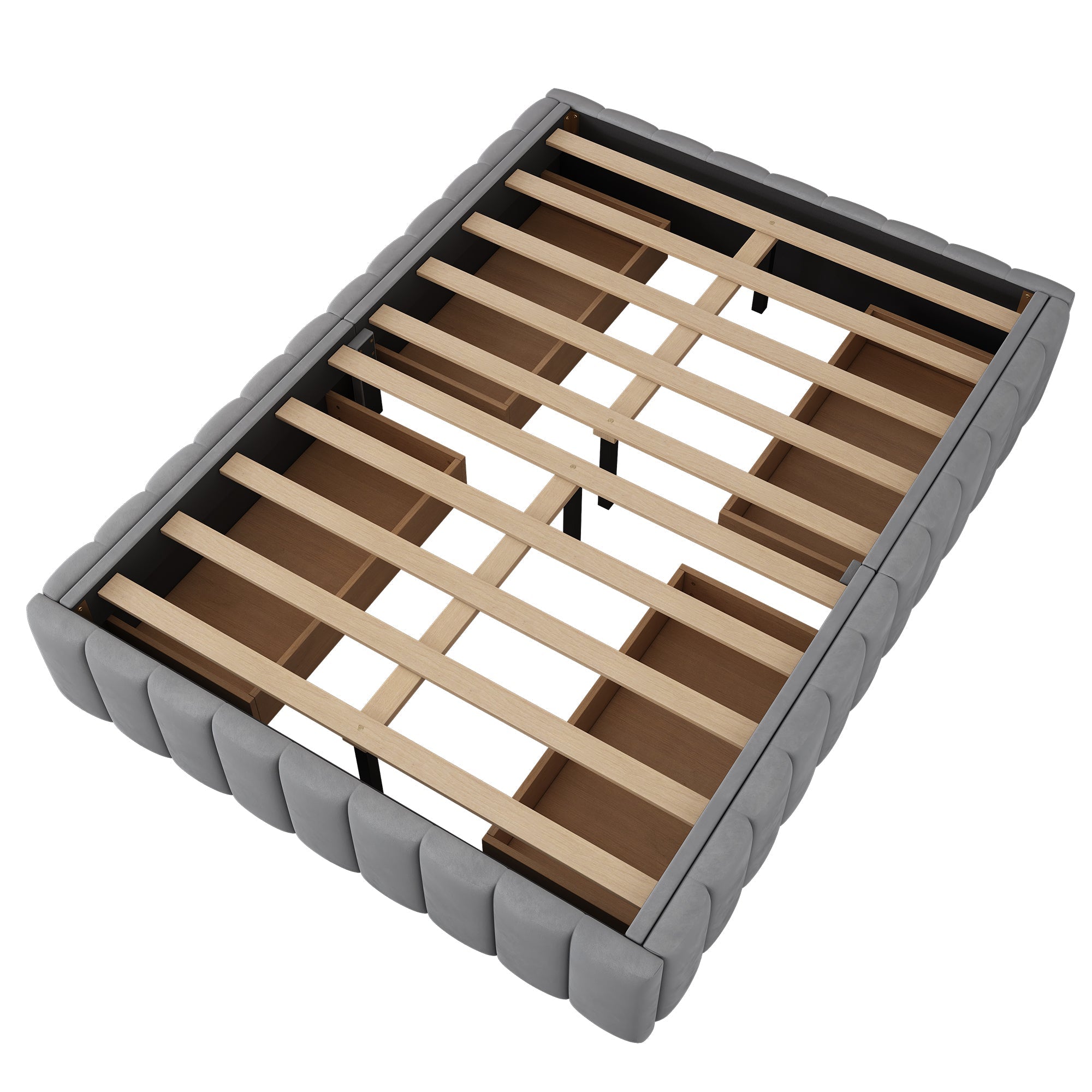 Logidon gestoffeerd bed 140 x 200 cm grijs met lattenbodem designbed