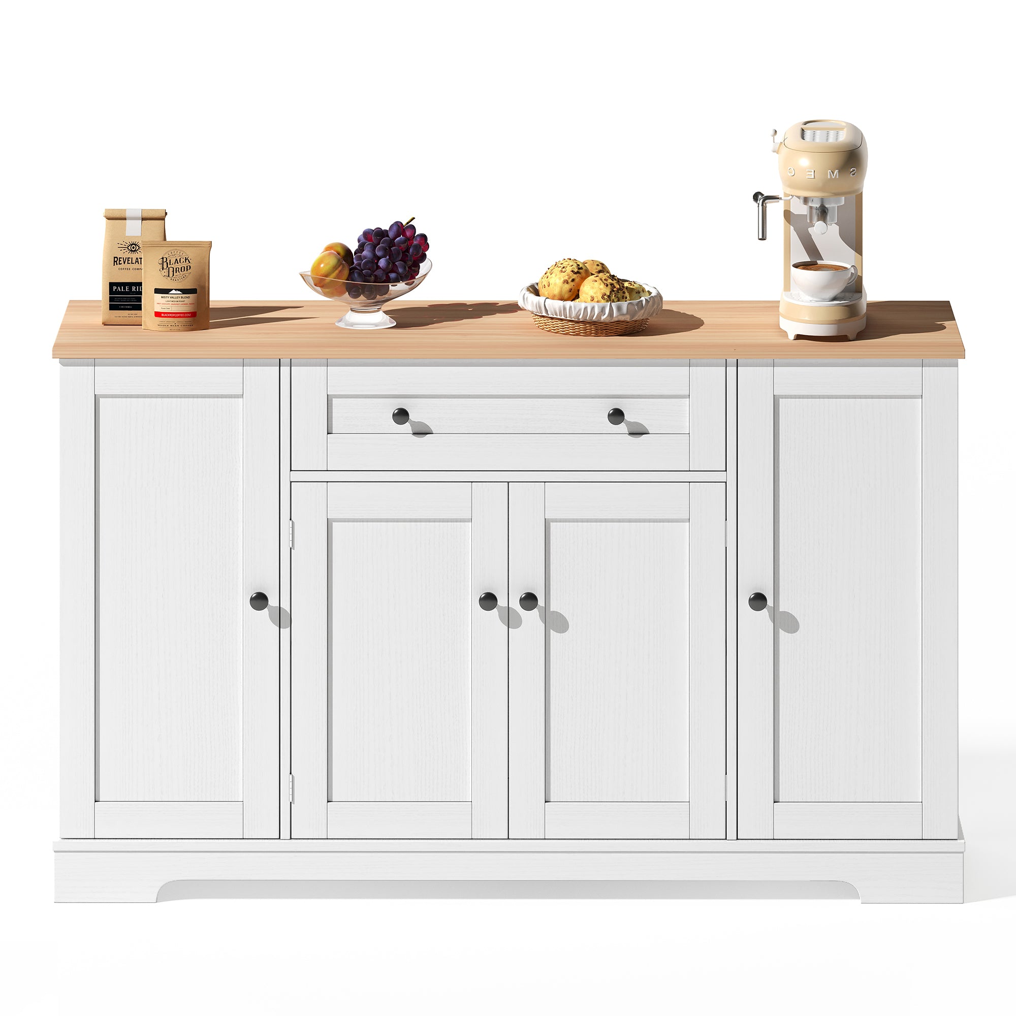Logidon keukenbuffet 138 cm witte multifunctionele ladedeuren