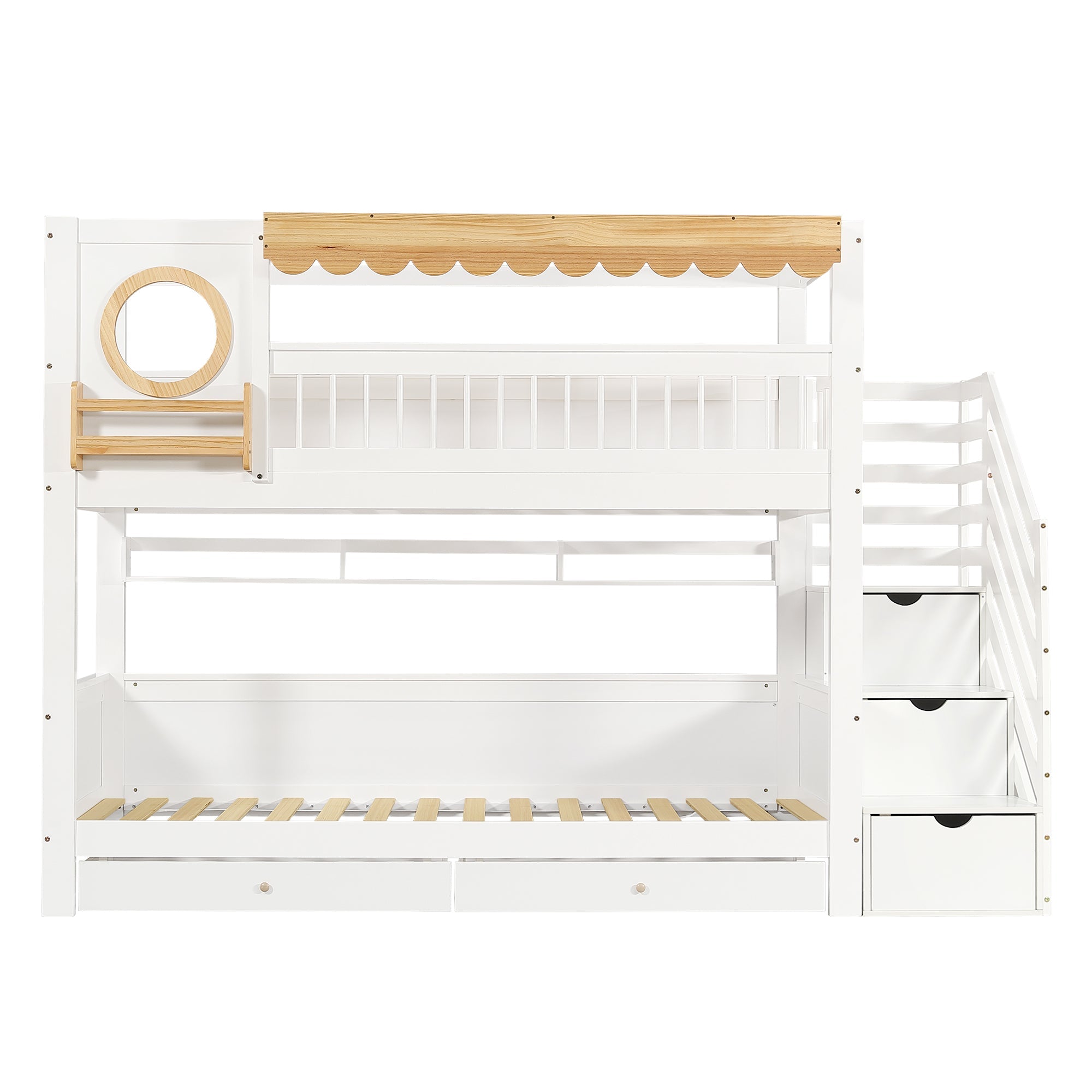 Logidon stapelbed 90x200 cm wit-naturel met trapkast