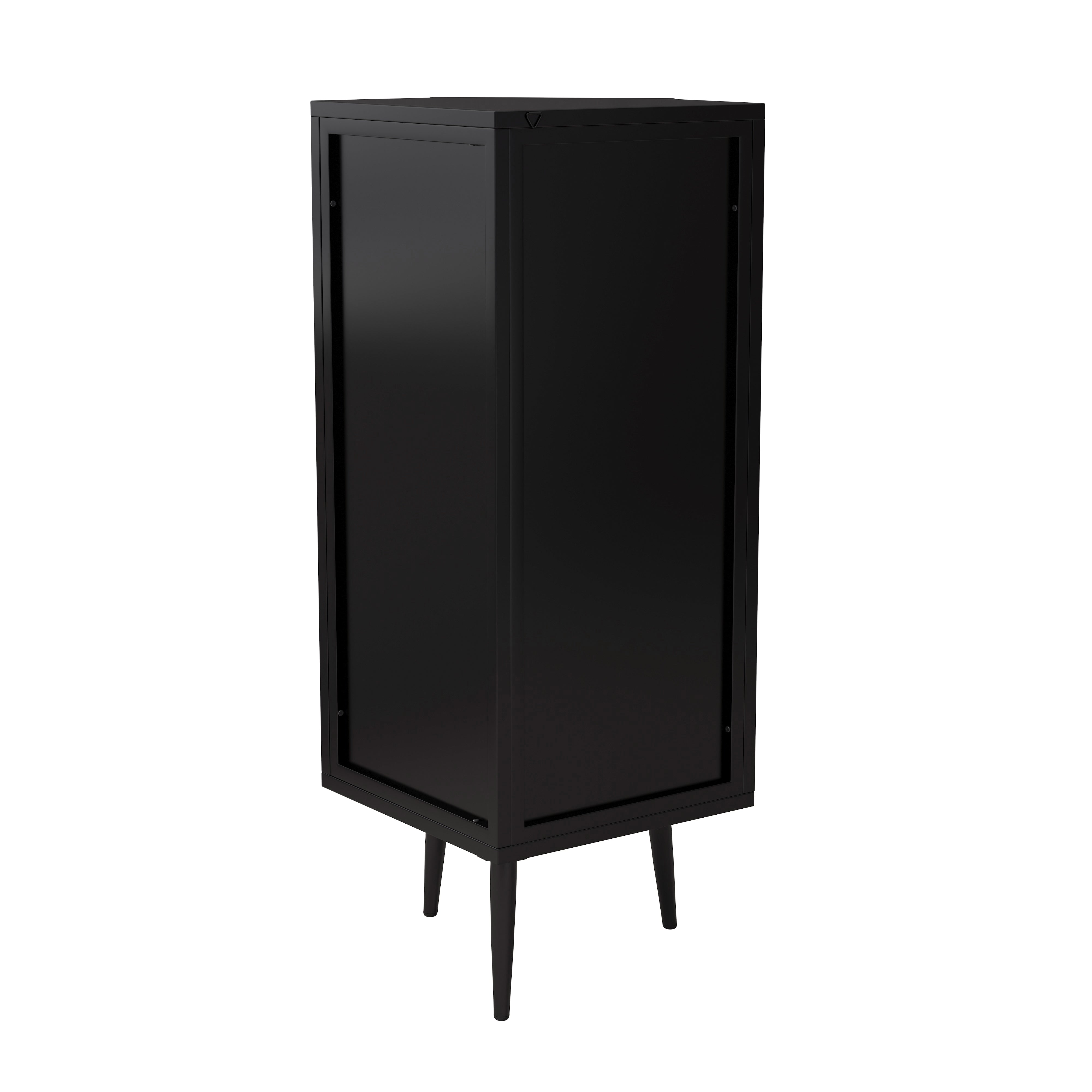 Logidon Hoekkast 56 cm Drie lagen met deuren van gehard glas Zwart