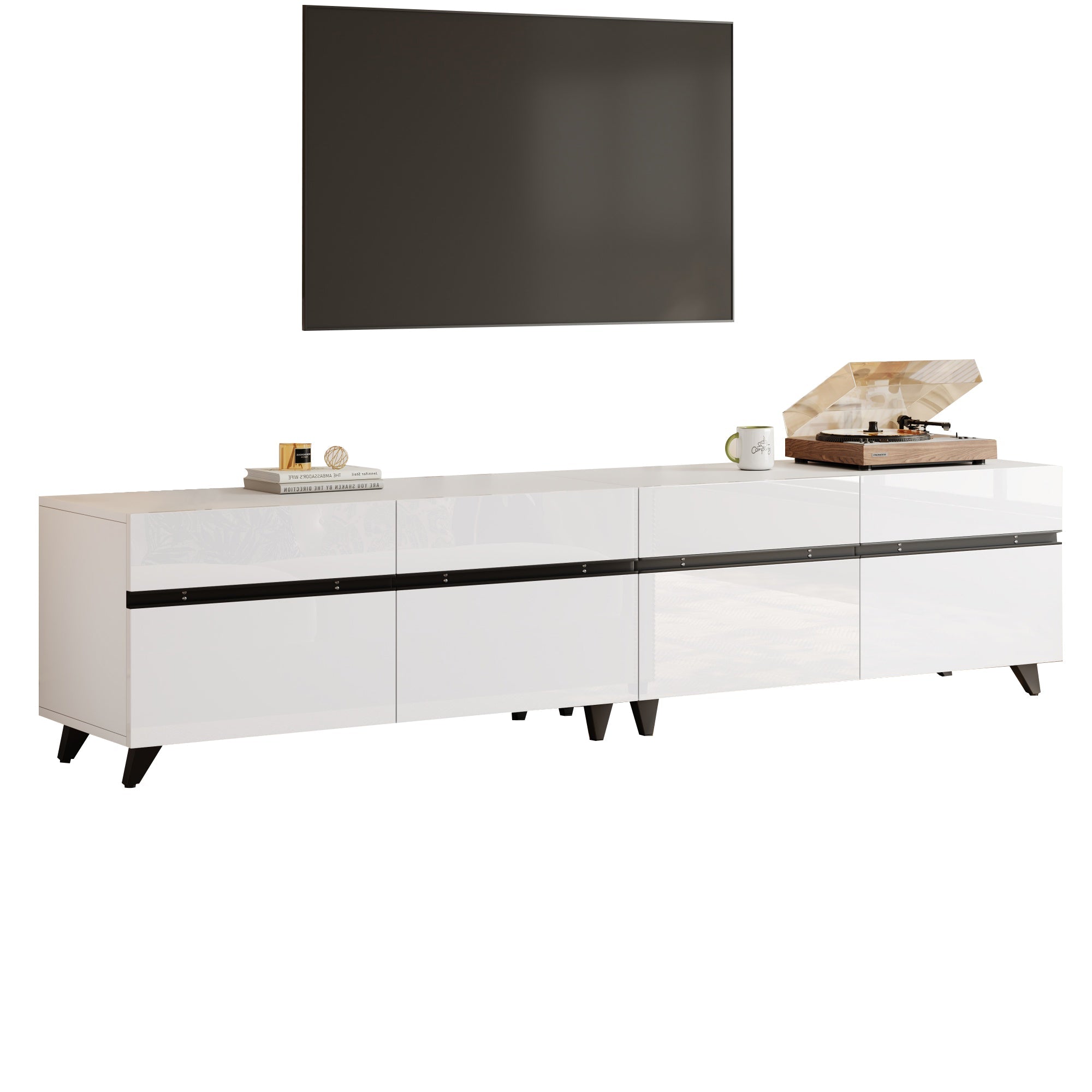 Logidon TV-meubel 180x40x49 cm wit hoogglans 4 kasten