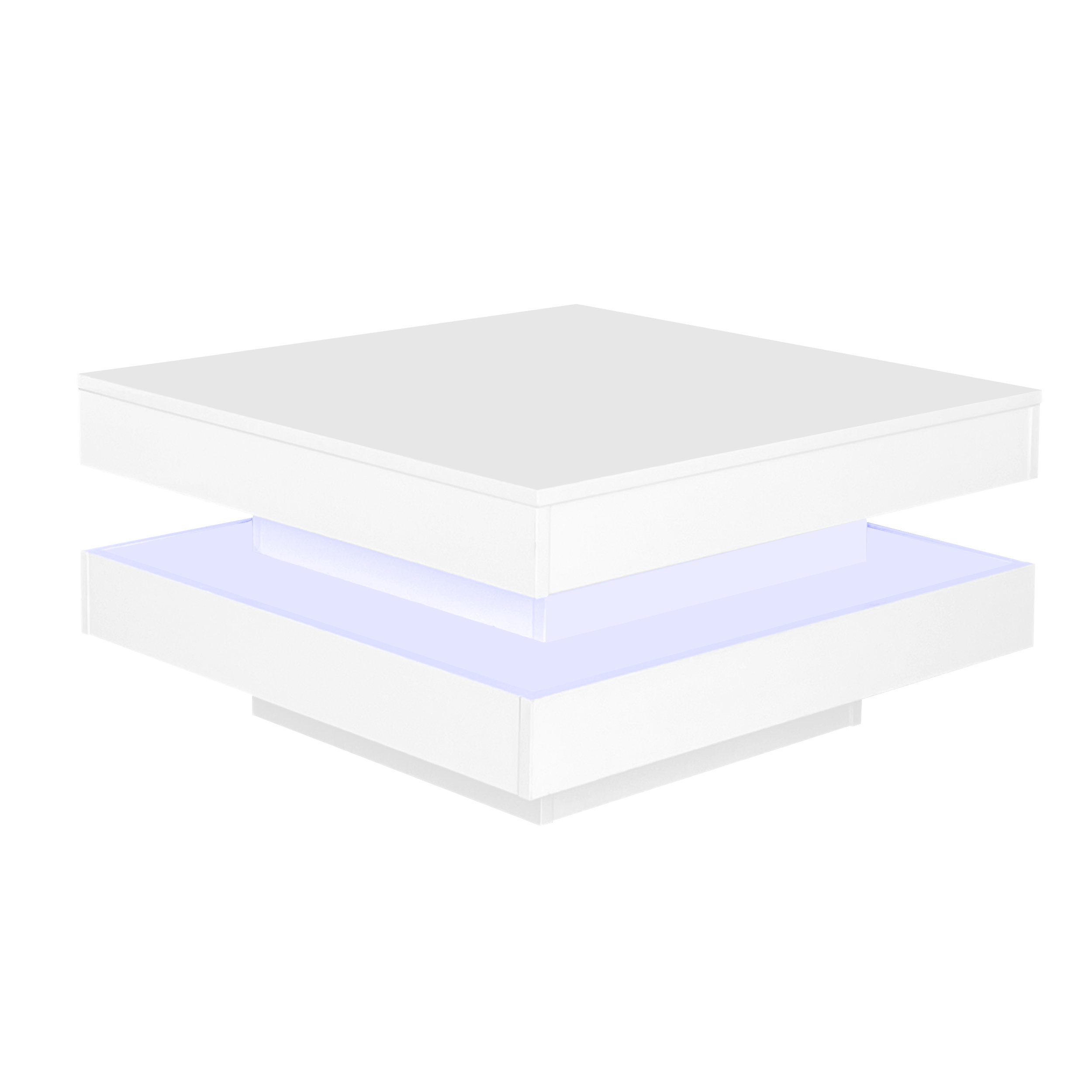 Logidon witte hoogglans salontafel 70x70x36 cm met draaiplaat en 16-kleuren LED