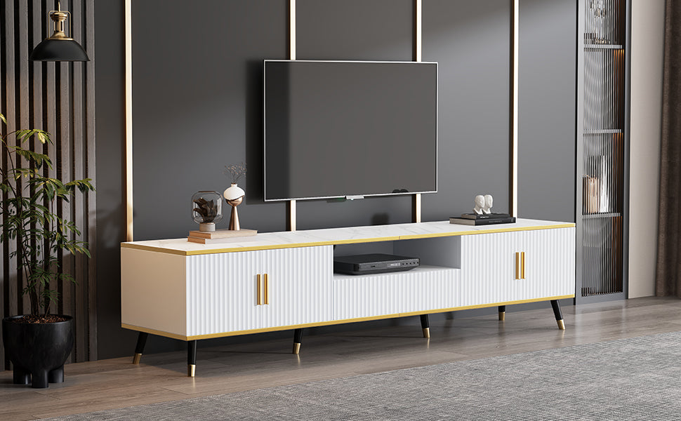 Logidon Modern TV-meubel Wit Marmerlook 200x40x46 cm