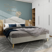 Logidon bedstee 160x200 beige met elegant hoofdbord