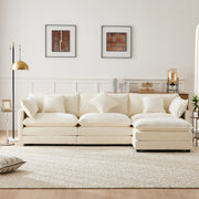 Logidon Driezitsbank Beige Chenille Met Voetensteun