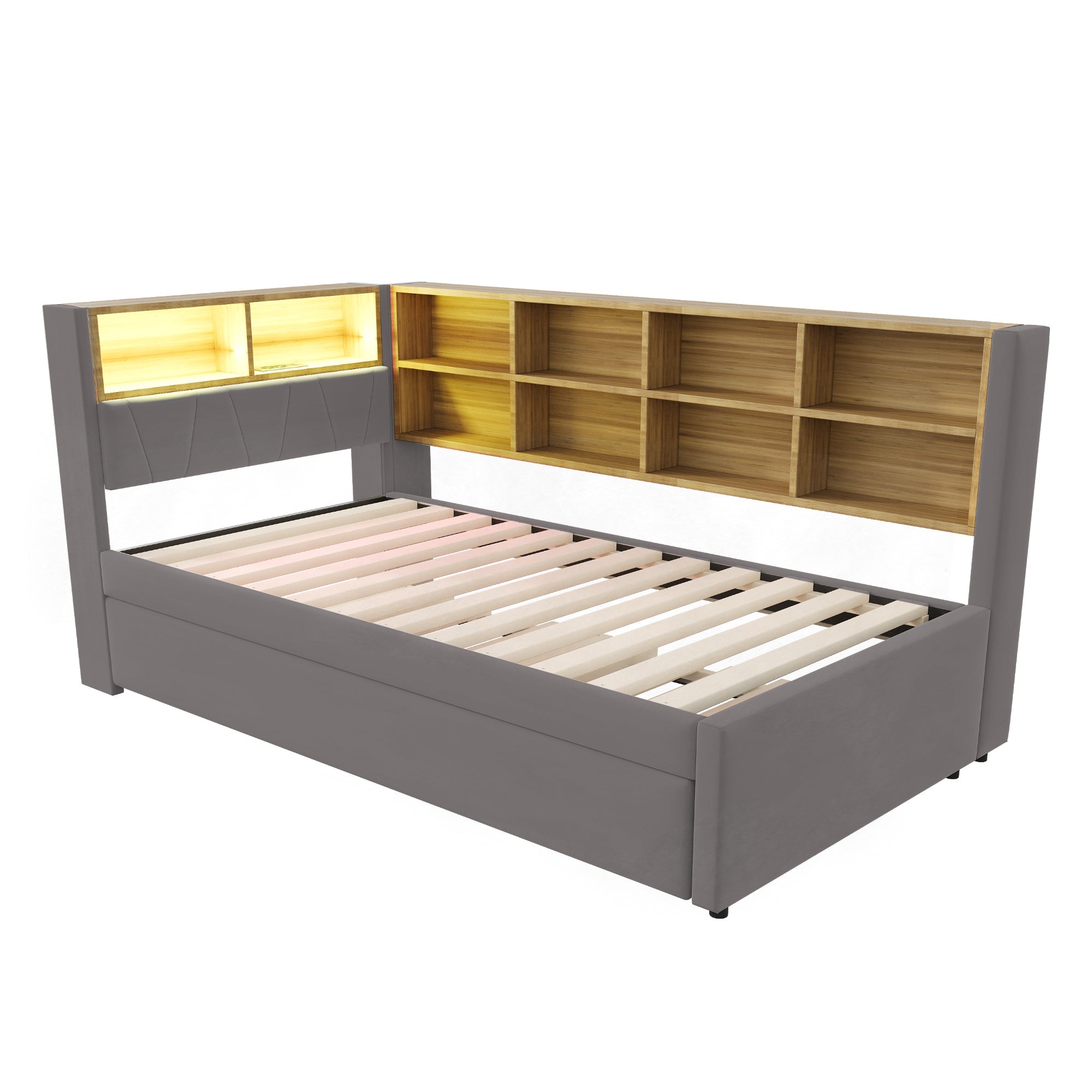 Logidon slaapbank 90x200 met uitschuifbaar bed 90x190 LED-verlichting