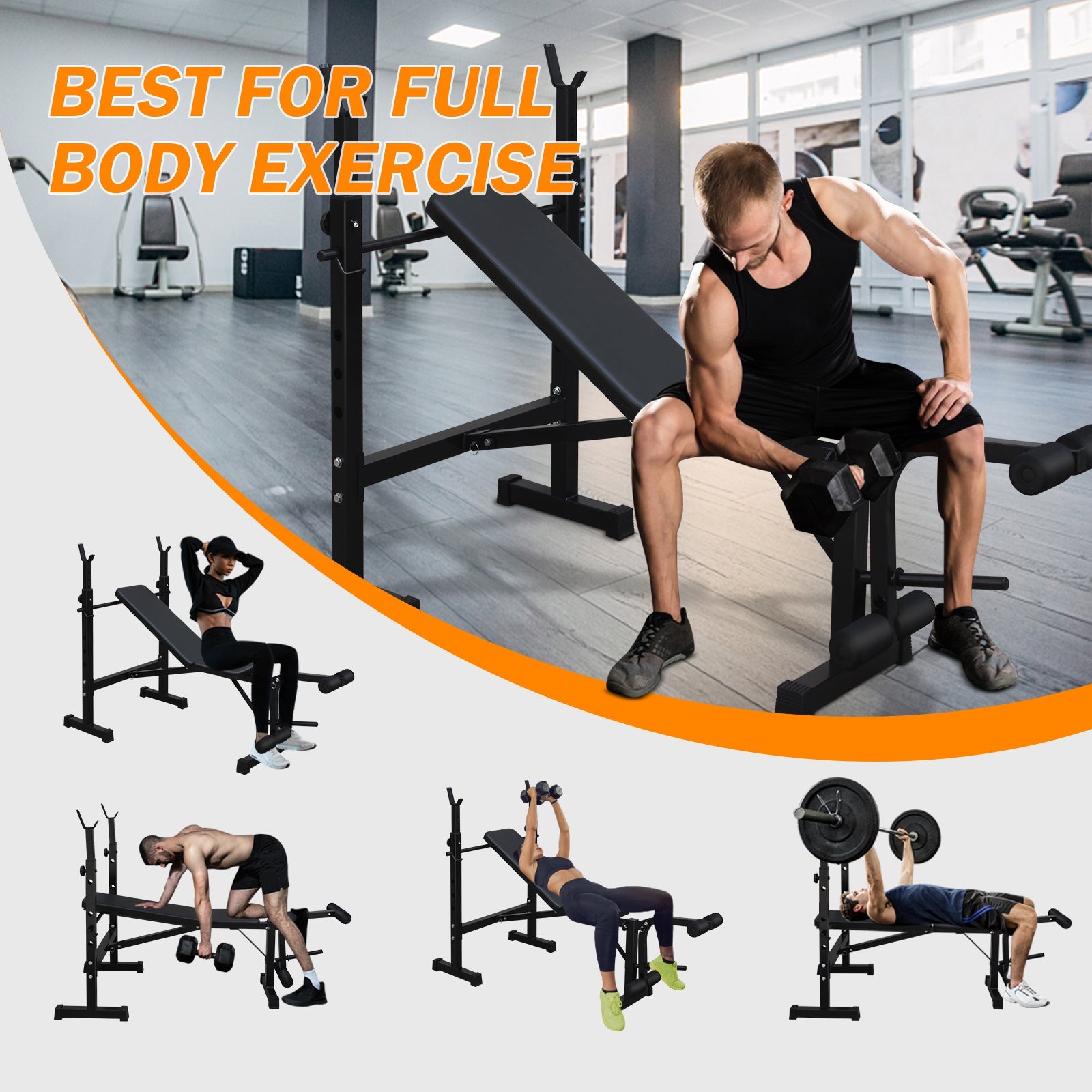 Logidon Olympic Weight Bench with Squat Rack Adjustable Black