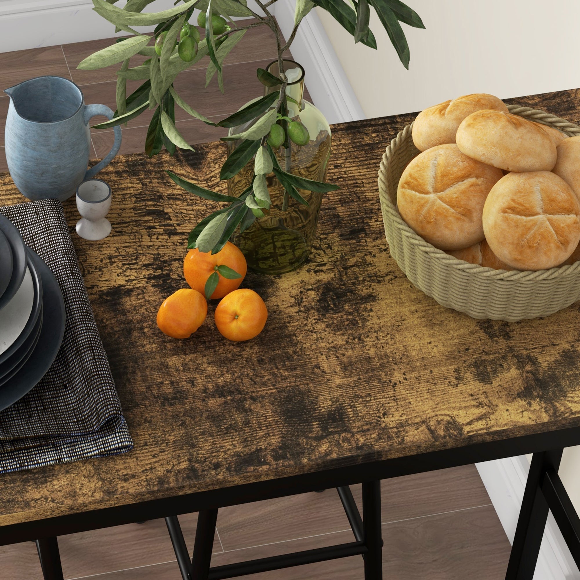 Logidon bar table set 3-piece industrial design brown MDF 105 cm