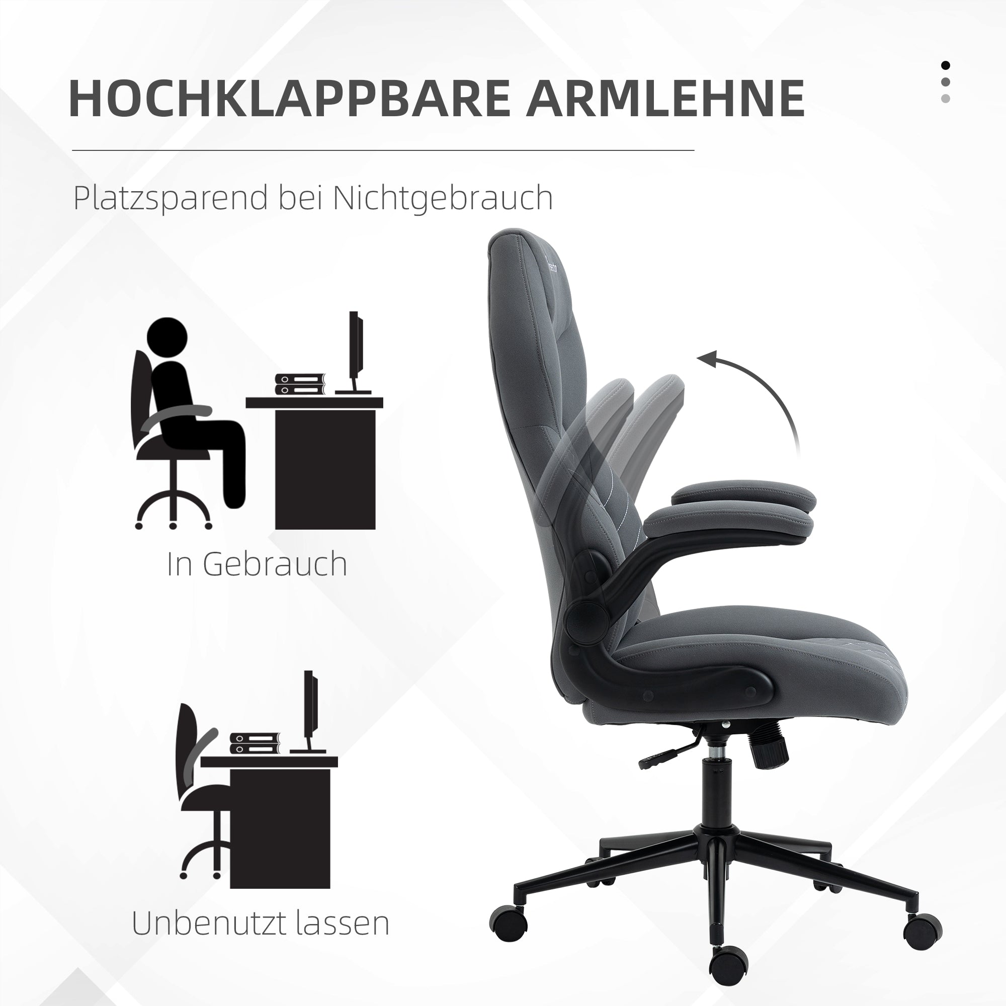 Logidon Vinsetto Ergonomische Bureaustoel Grijze Stof Met Schommelfunctie