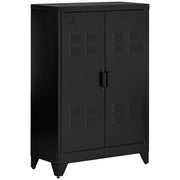Logidon archiefkast dressoir met lattendeuren zwart 75x33x110 cm