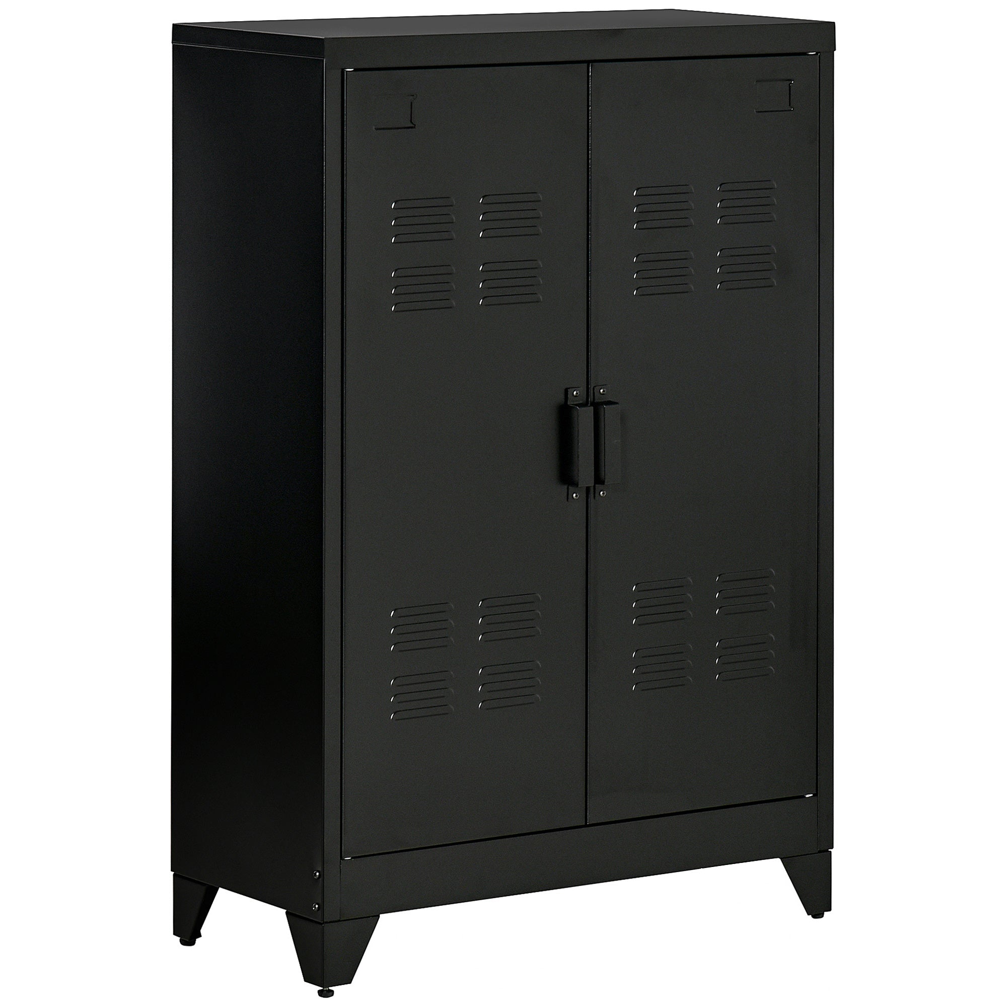 Logidon archiefkast dressoir met lattendeuren zwart 75x33x110 cm