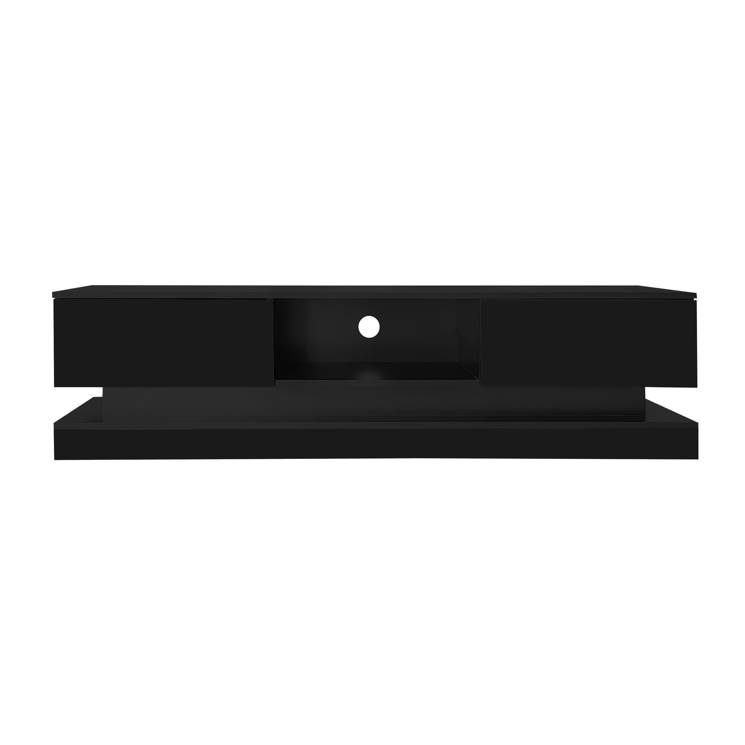 Logidon Zwart Hoogglans TV-meubel 160 CM Met LED 2 Laden