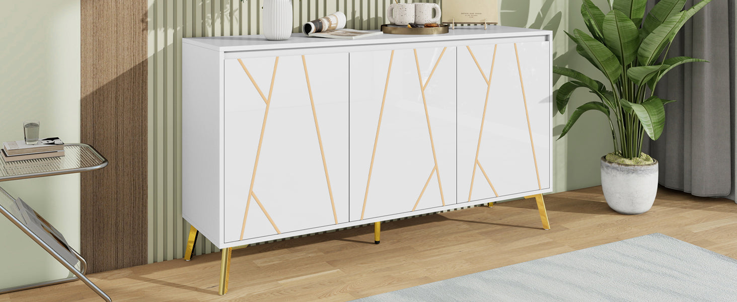 Logidon Dressoir Modern Wit 3-deurs Greeploos 140 cm