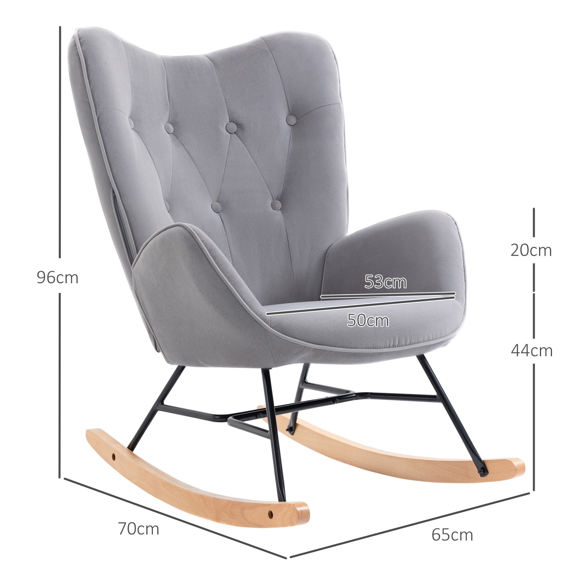 Logidon schommelstoel ergonomisch met fluweellook lichtgrijs tot 150 kg