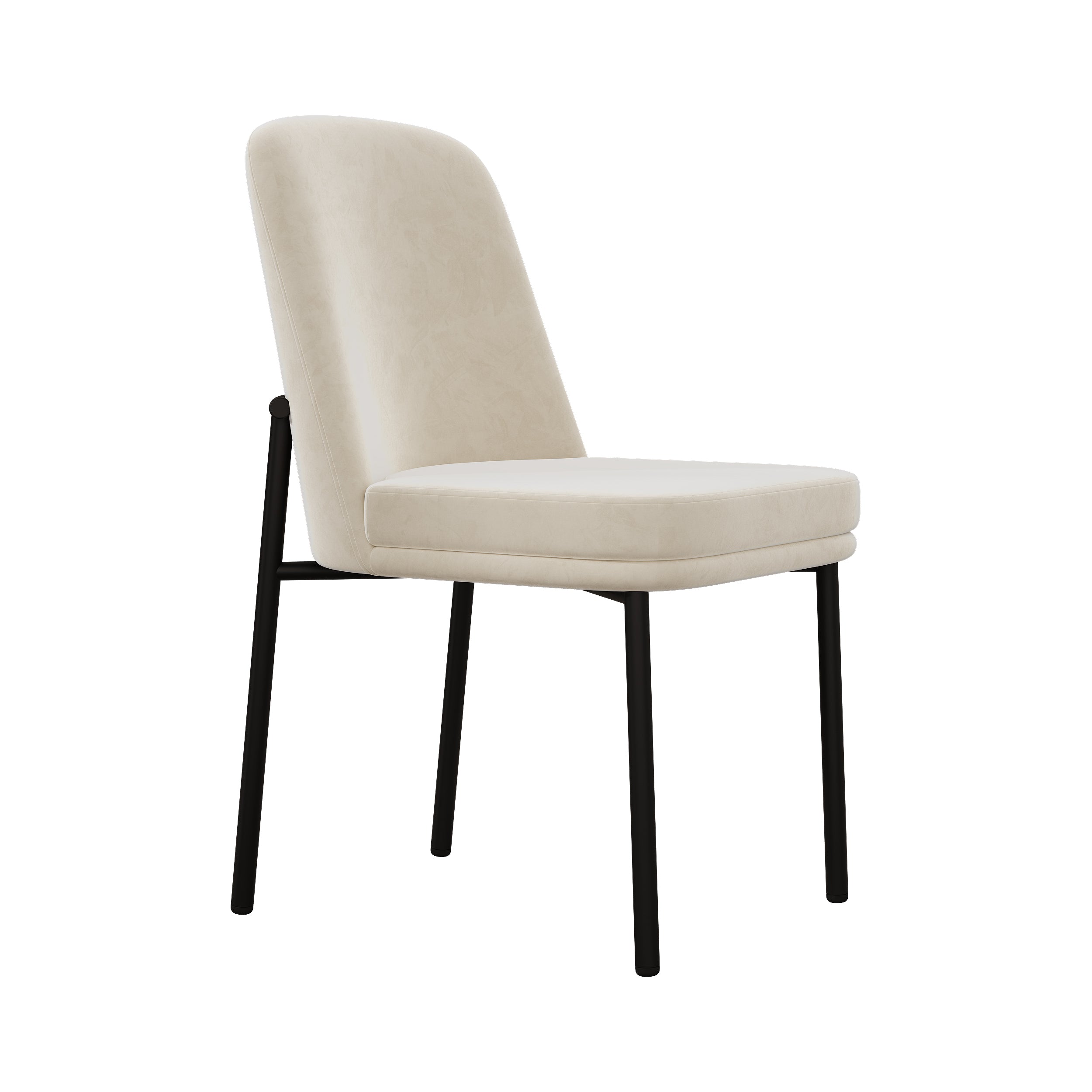 Logidon eetkamerstoelen set van 2 beige fluwelen dikke zitkussens metalen poten