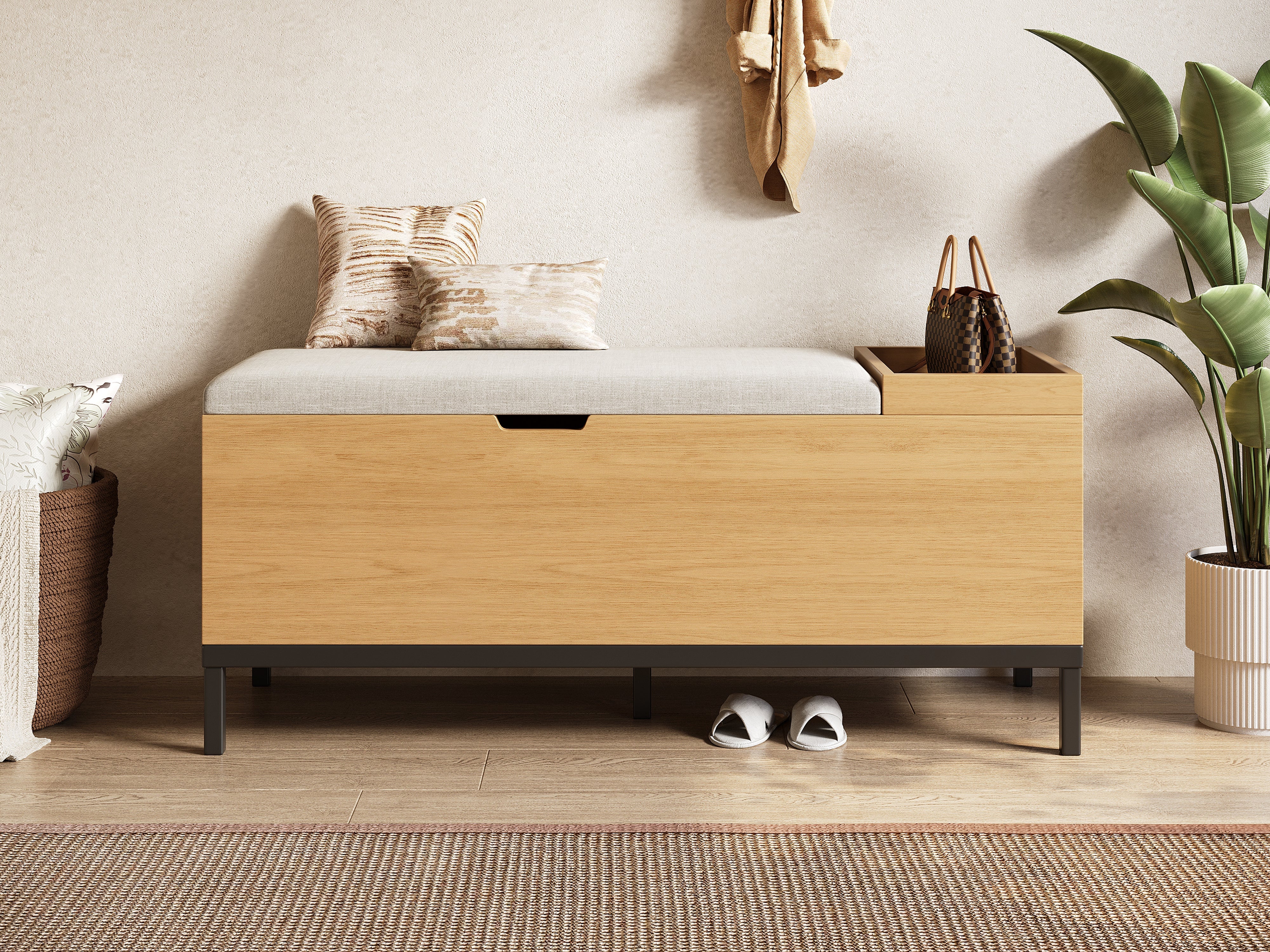 Logidon schoenenbank opbergbank naturel 115 x 40 x 49,5 cm