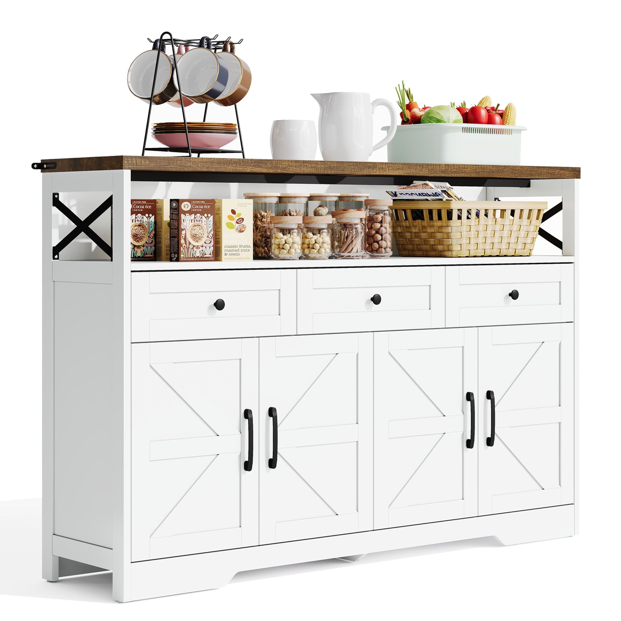 Logidon buffetbox 140 cm wit met 3 lades en deuren
