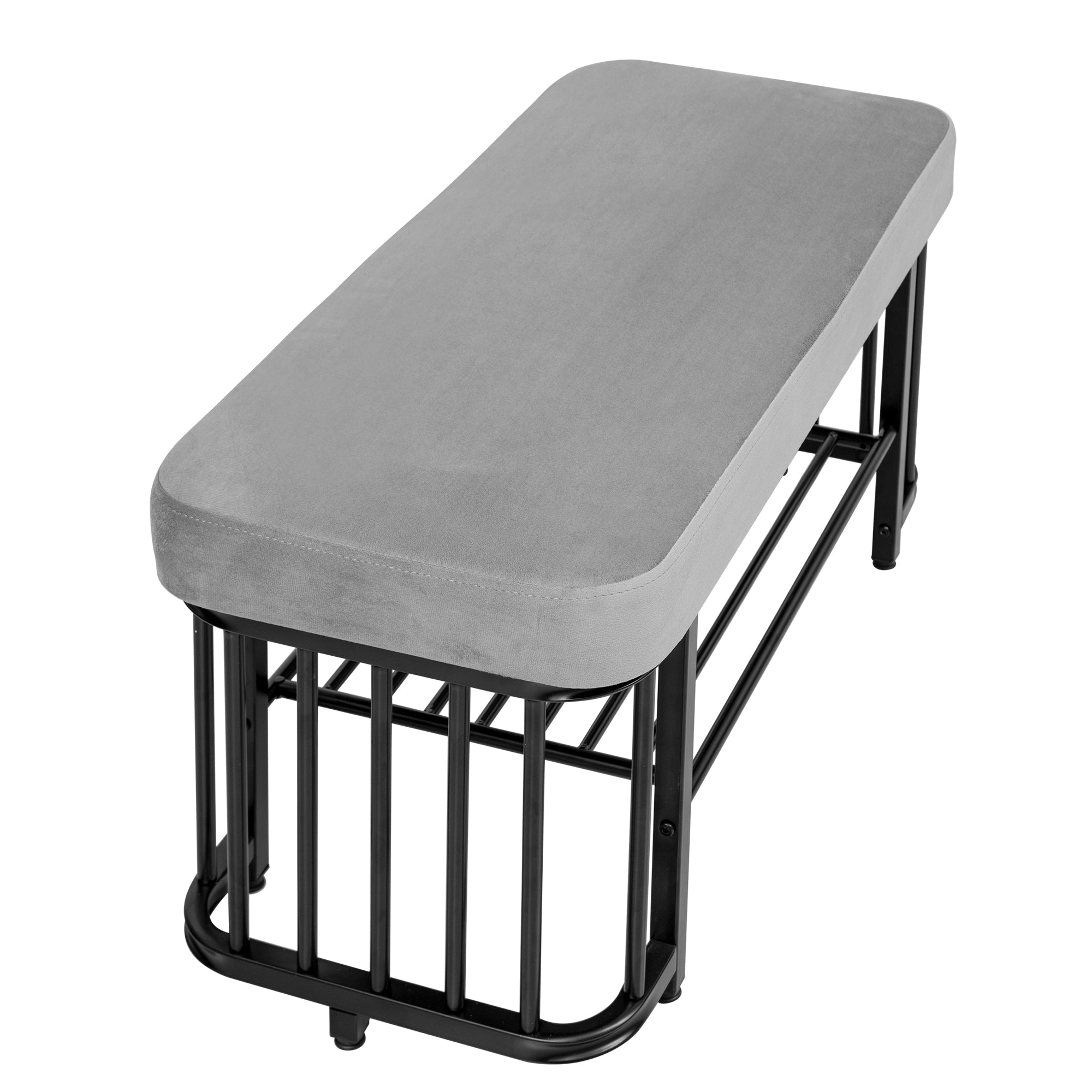 Logidon moderne schoenenbank met fluwelen zitting en grijs metalen frame