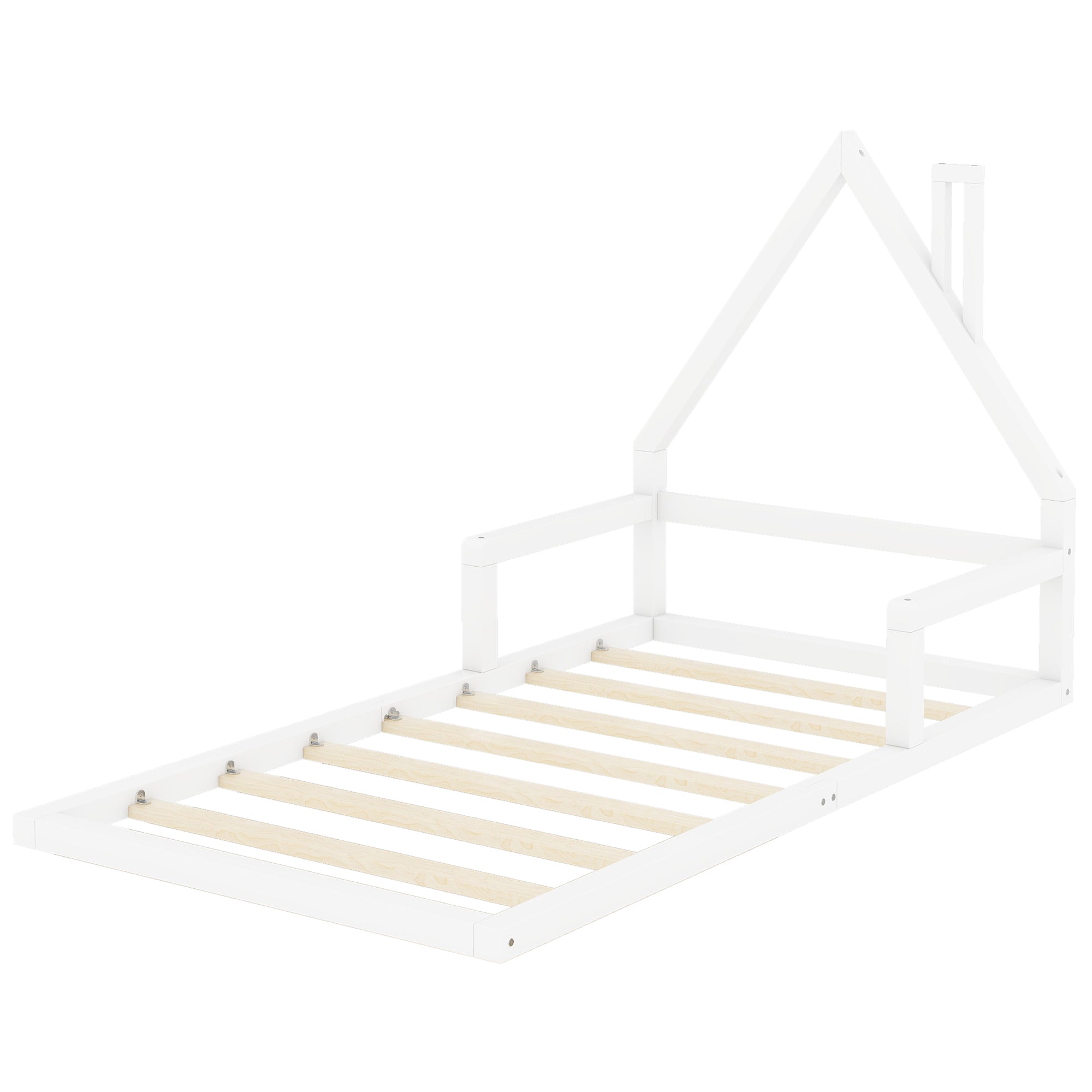 Logidon kinderbed 90x200 cm huisvorm plat bed massief grenen wit