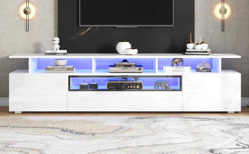 Logidon TV-meubel wit 180x38x45 cm met LED-verlichting 2 deuren 1 lade