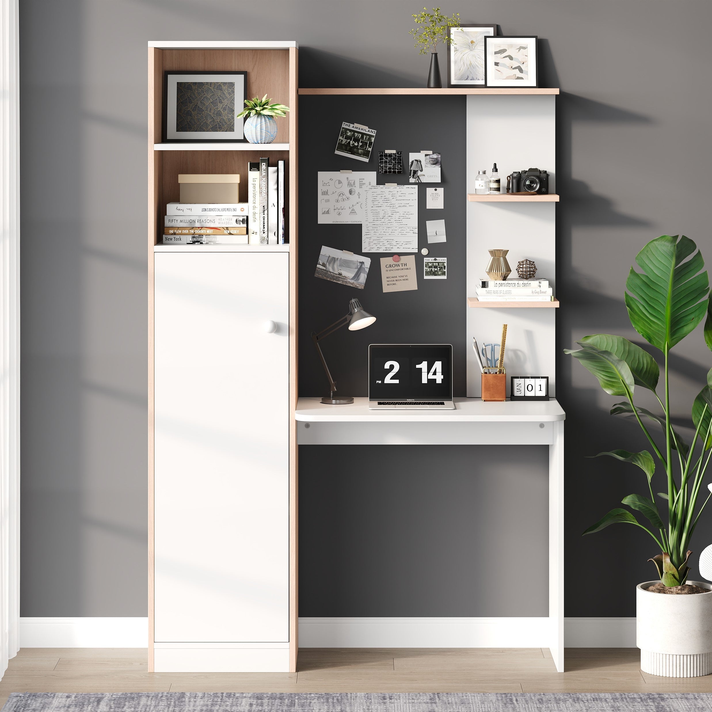 Logidon work table storage white wood contrast 123.5x45x168.5 cm
