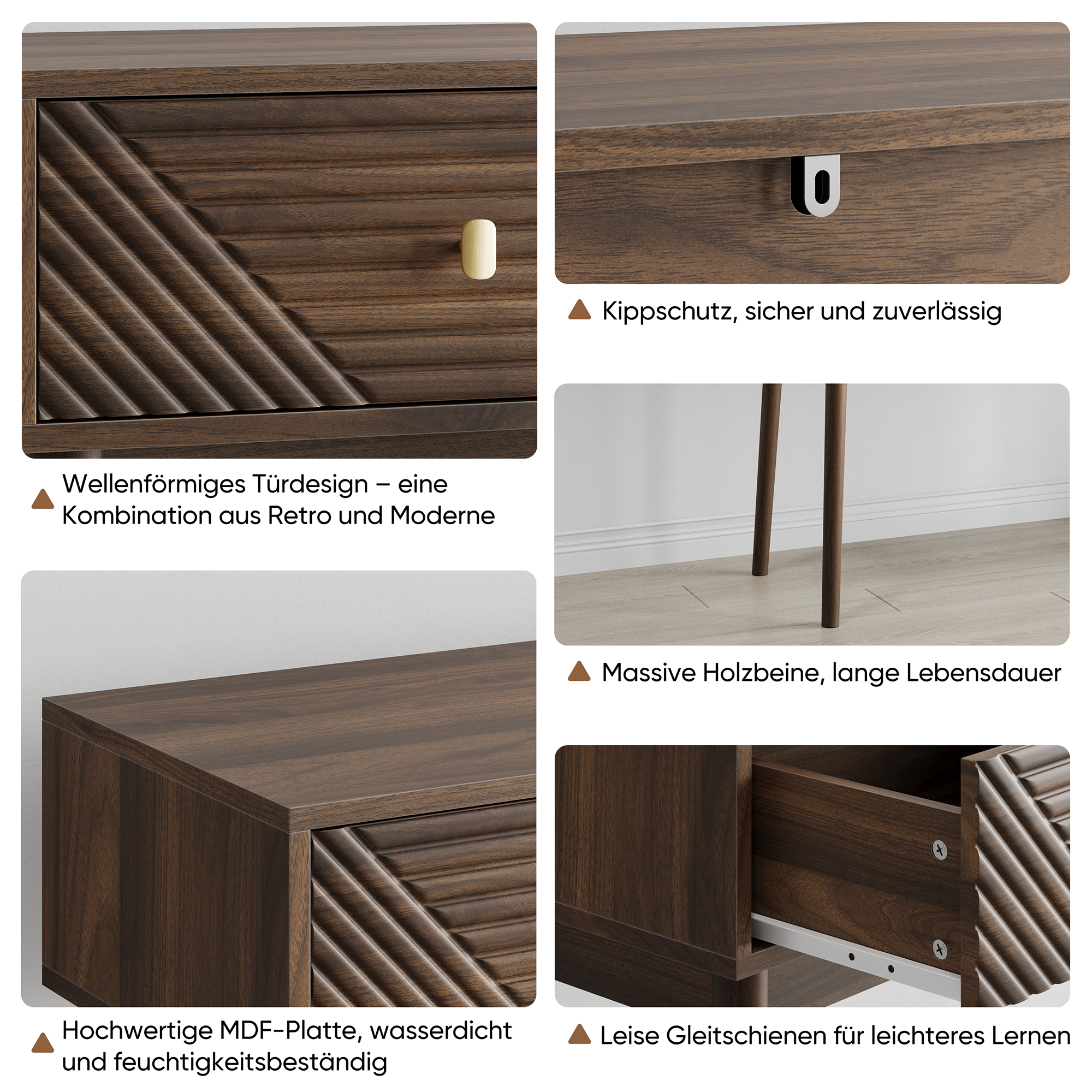 Logidon Consoletafel Walnoot 100x35x80 cm met Twee Laden