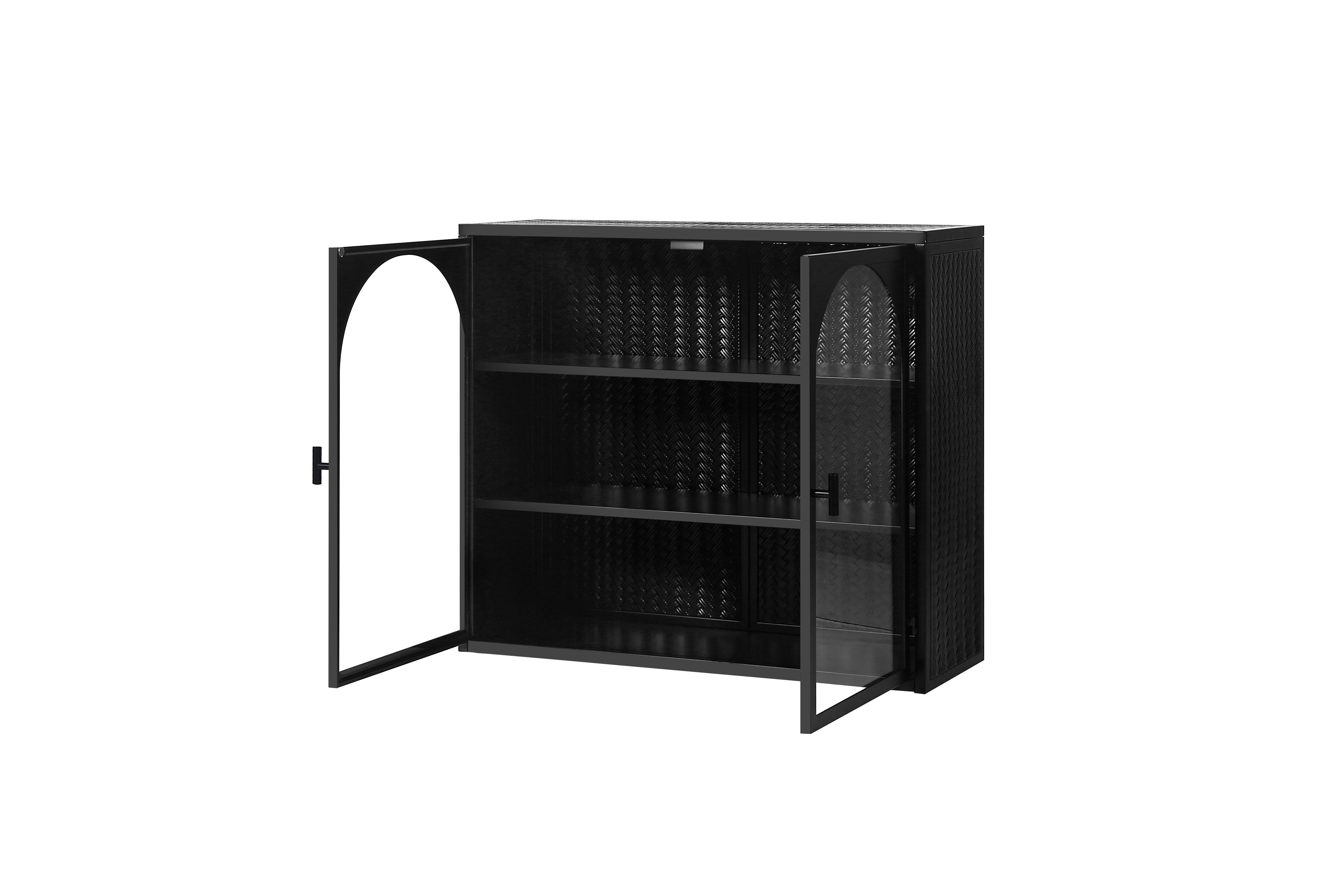 Logidon 70 cm glazen wandkast zwart met drie opbergniveaus