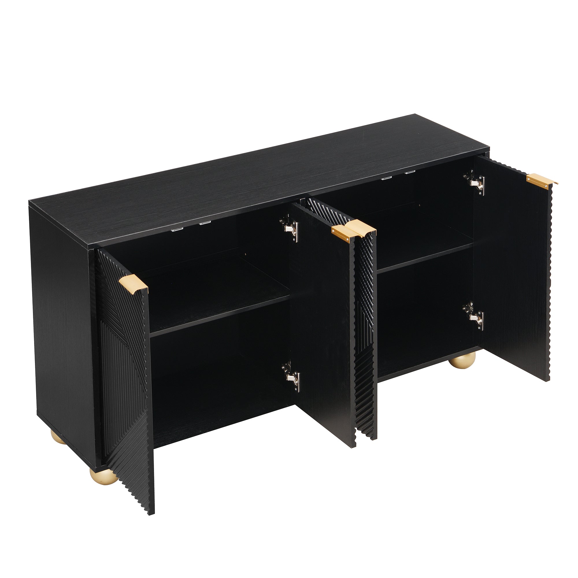 Logidon Dressoir 120 cm Zwart met Vier Deuren en Gouden Handgrepen