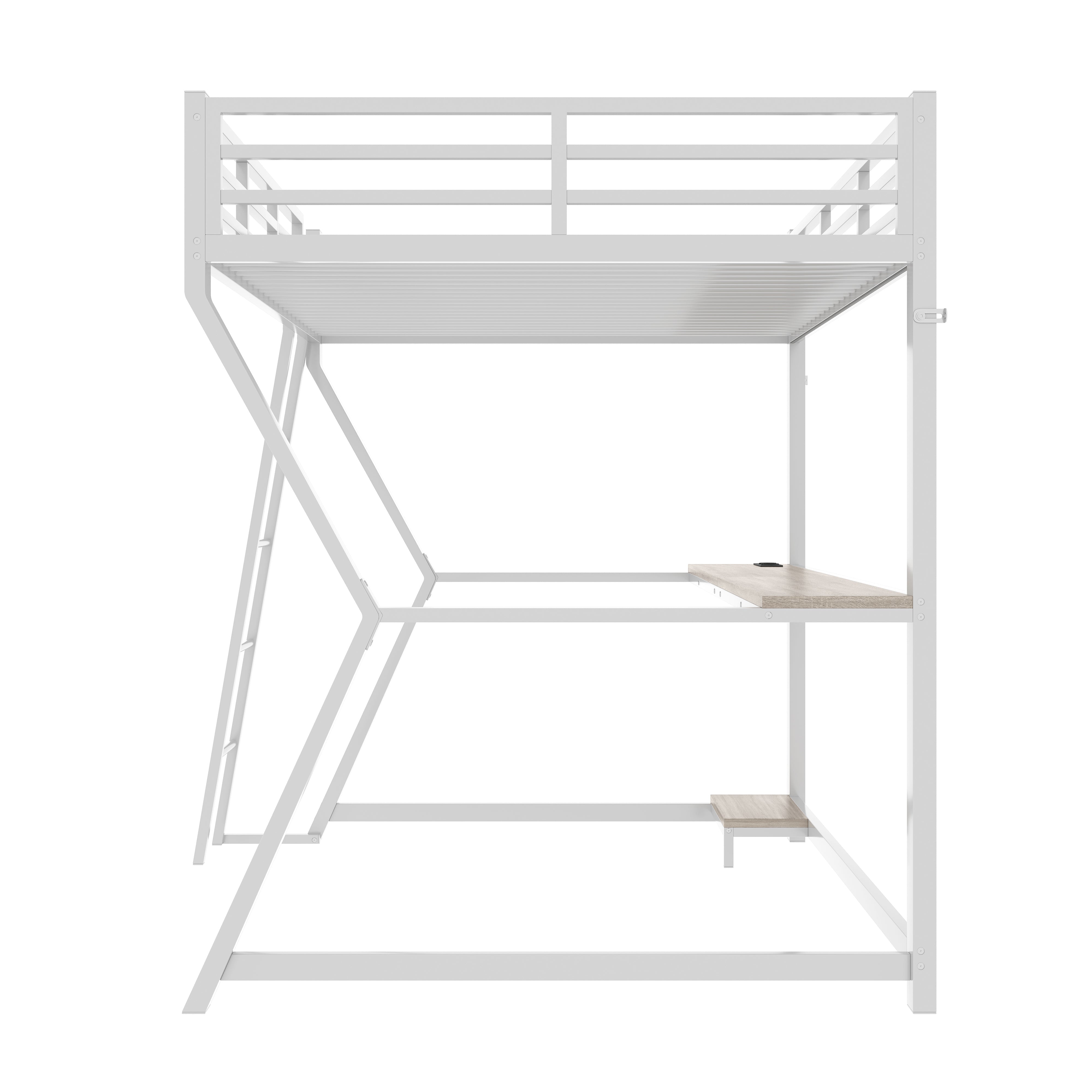 Logidon loft bed 90x200 with LED lighting and computer console white