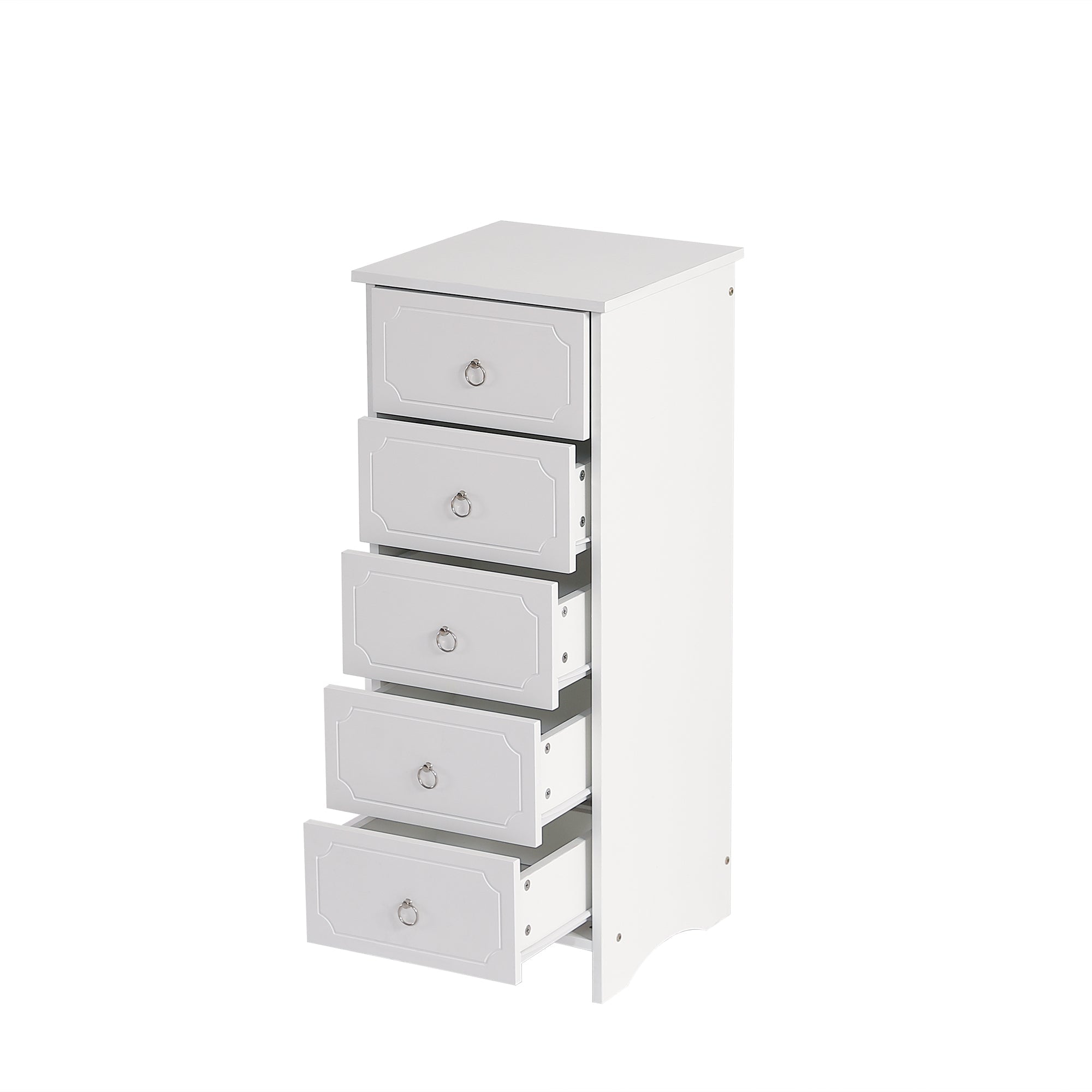 Logidon Classic Chest of Drawers White with 5 Drawers Silent Glides