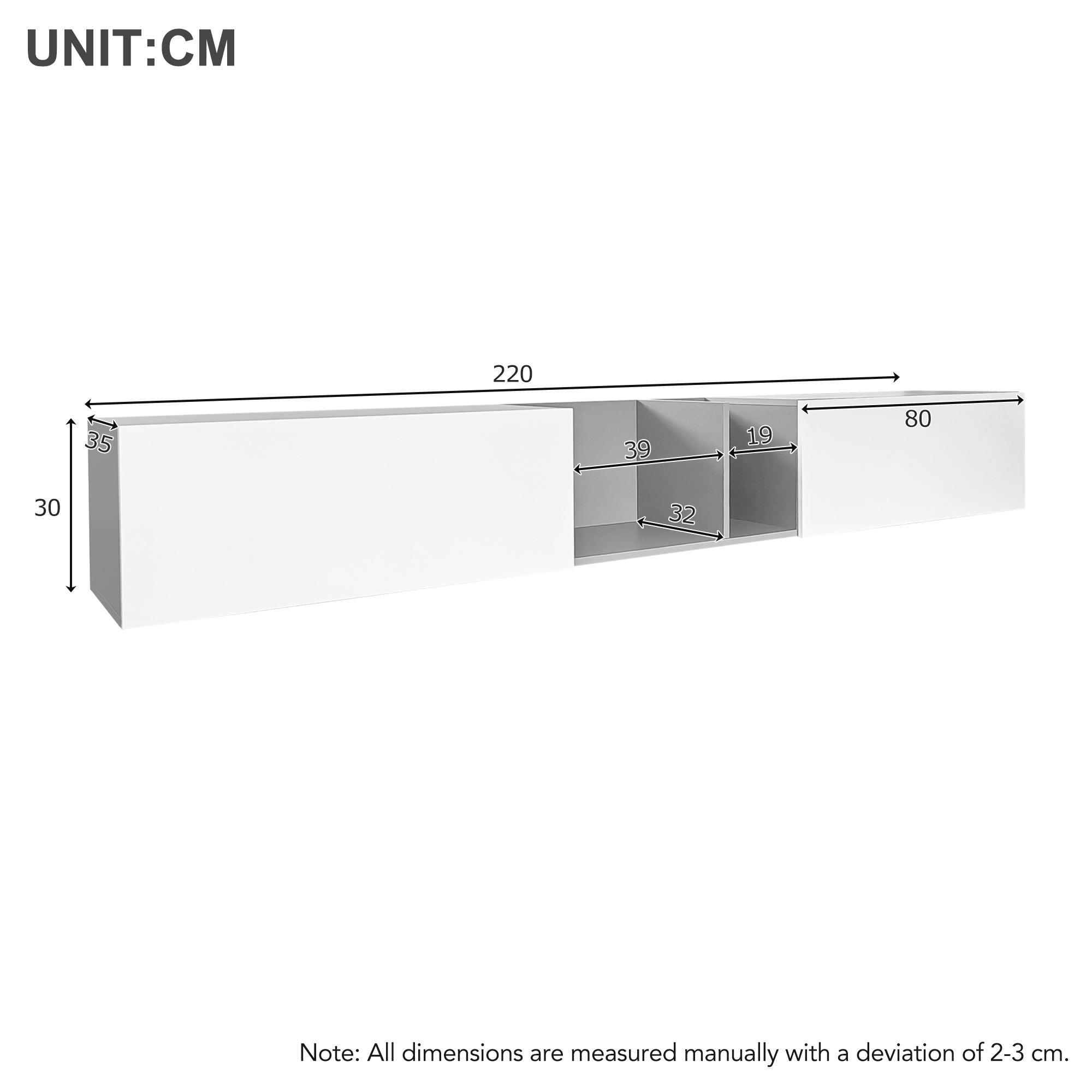 Logidon TV-meubel 170 cm hoogglans zwart glasplank LED