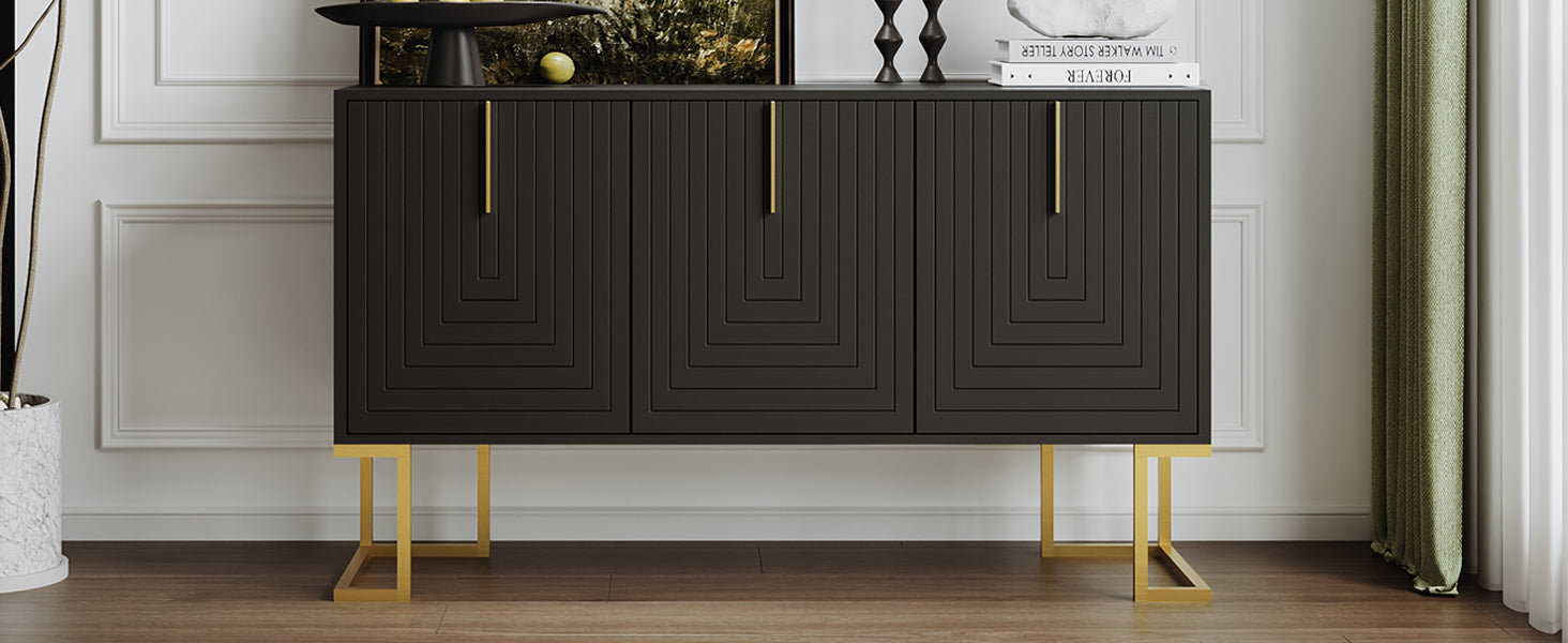 Logidon Dressoir 3 Deurs Zwart Met Verstelbare Planken