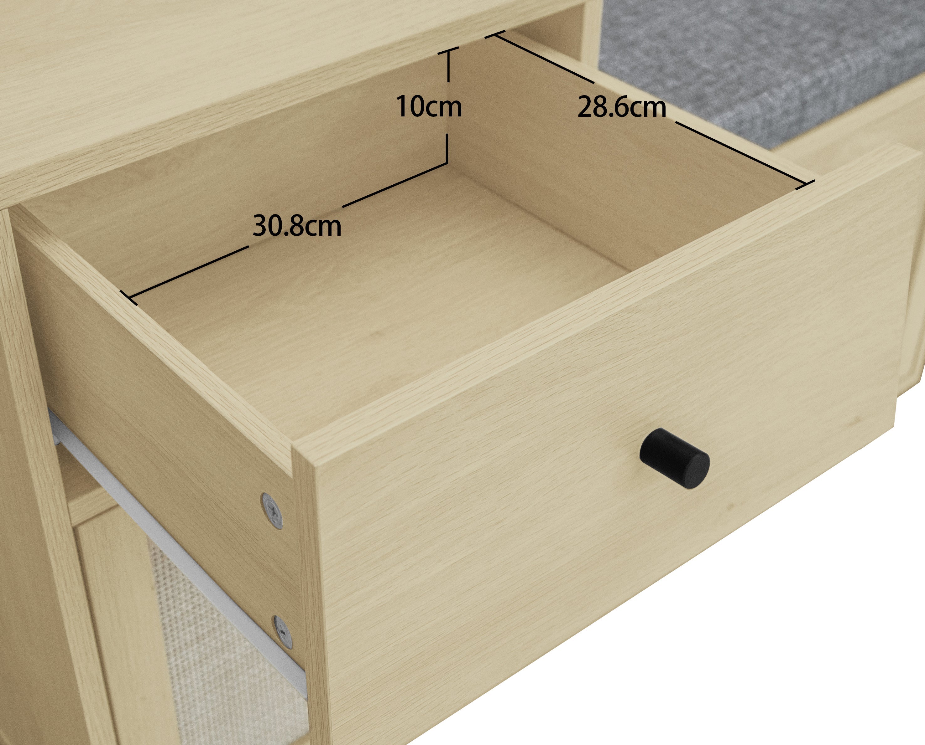 Logidon Boho shoe bench with rattan doors and drawer 90x35x65 cm