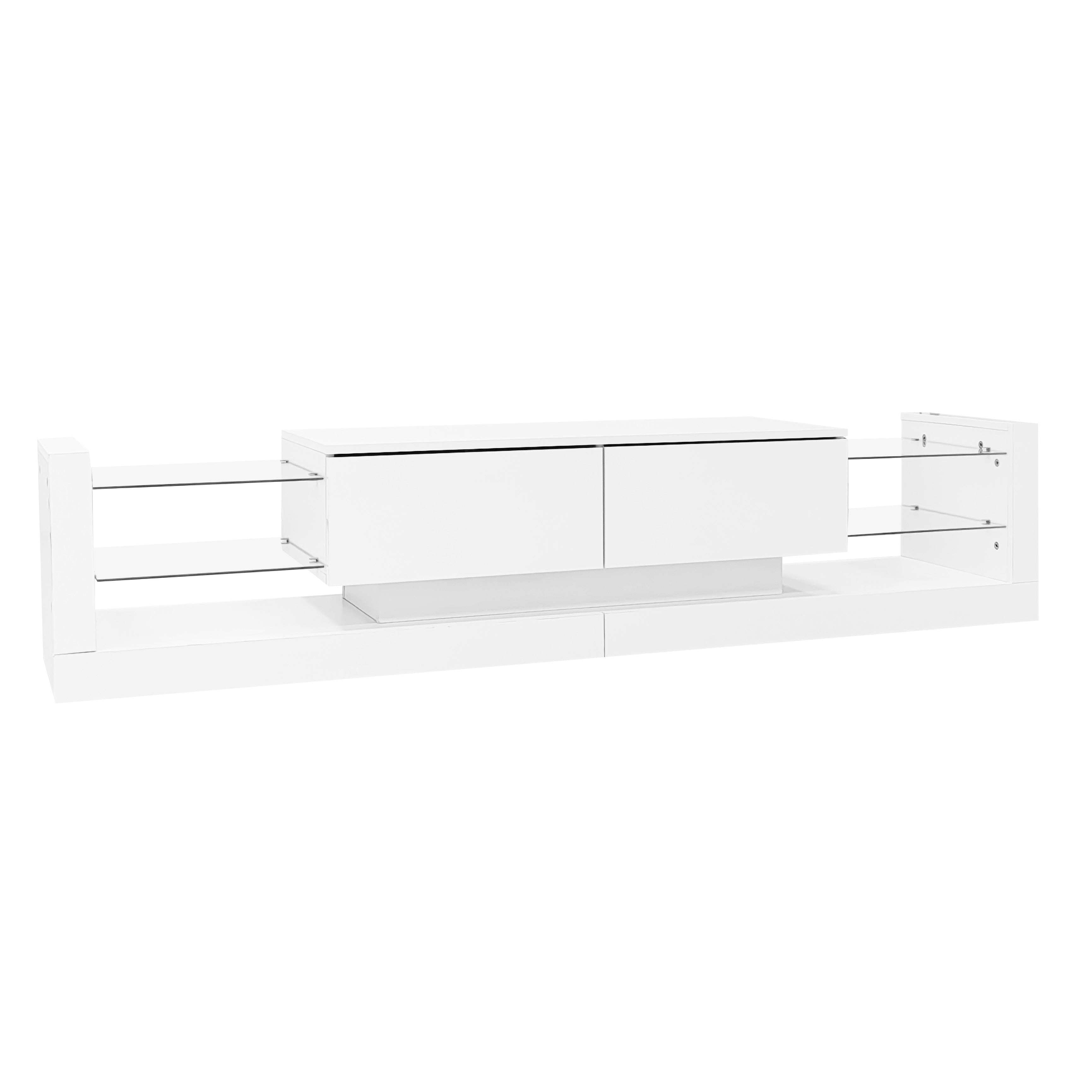 Logidon high gloss TV set white with LED lighting coffee table