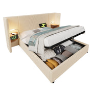 Logidon gestoffeerd bed 160x200 beige-wit met opbergruimte