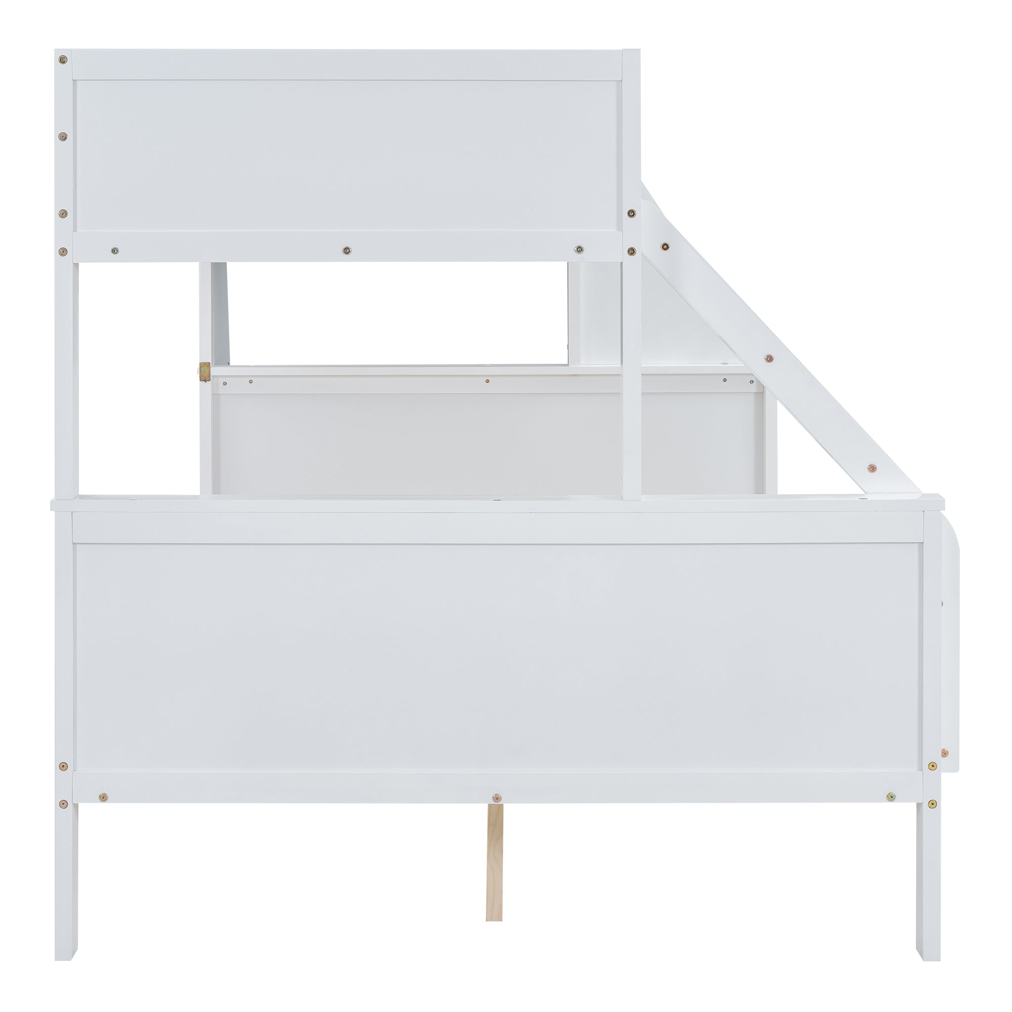 Logidon Bunk Bed 90x200 and 140x200 with Table and Storage Space White